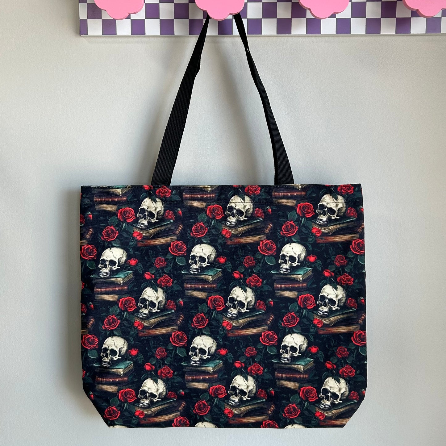Canvas Tote - Skulls Book Stack