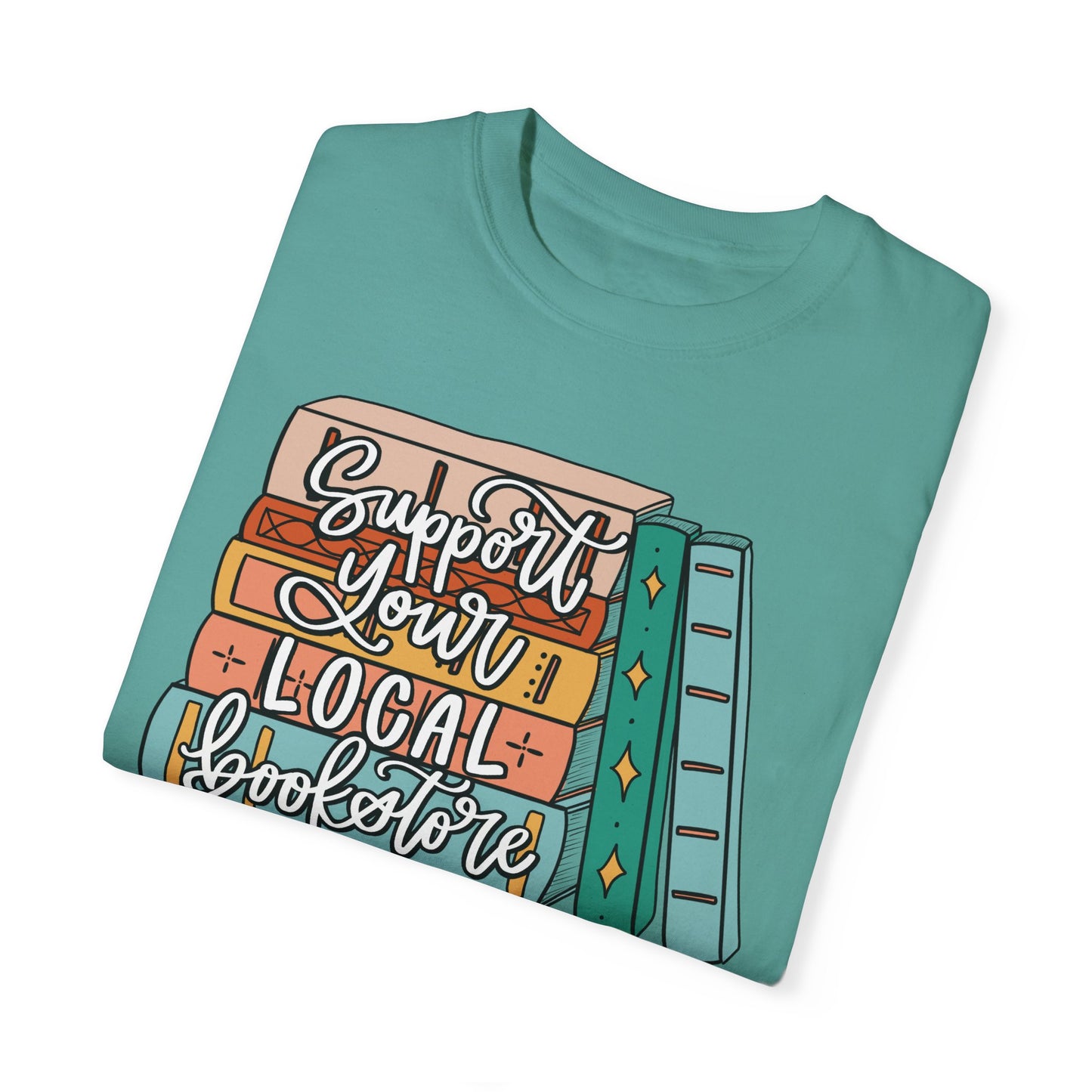 Support Your Local Bookstore Book Stack T-shirt