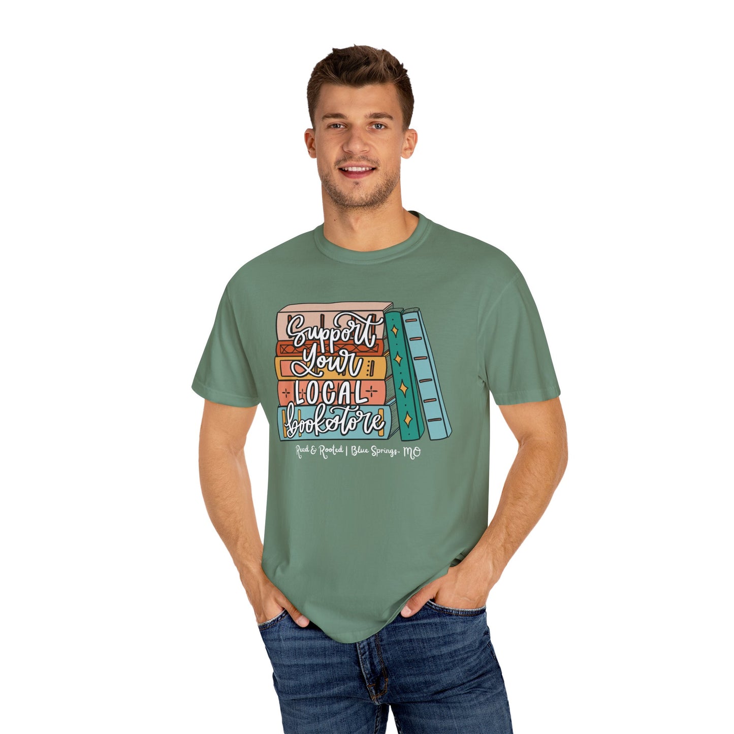 Support Your Local Bookstore Book Stack T-shirt