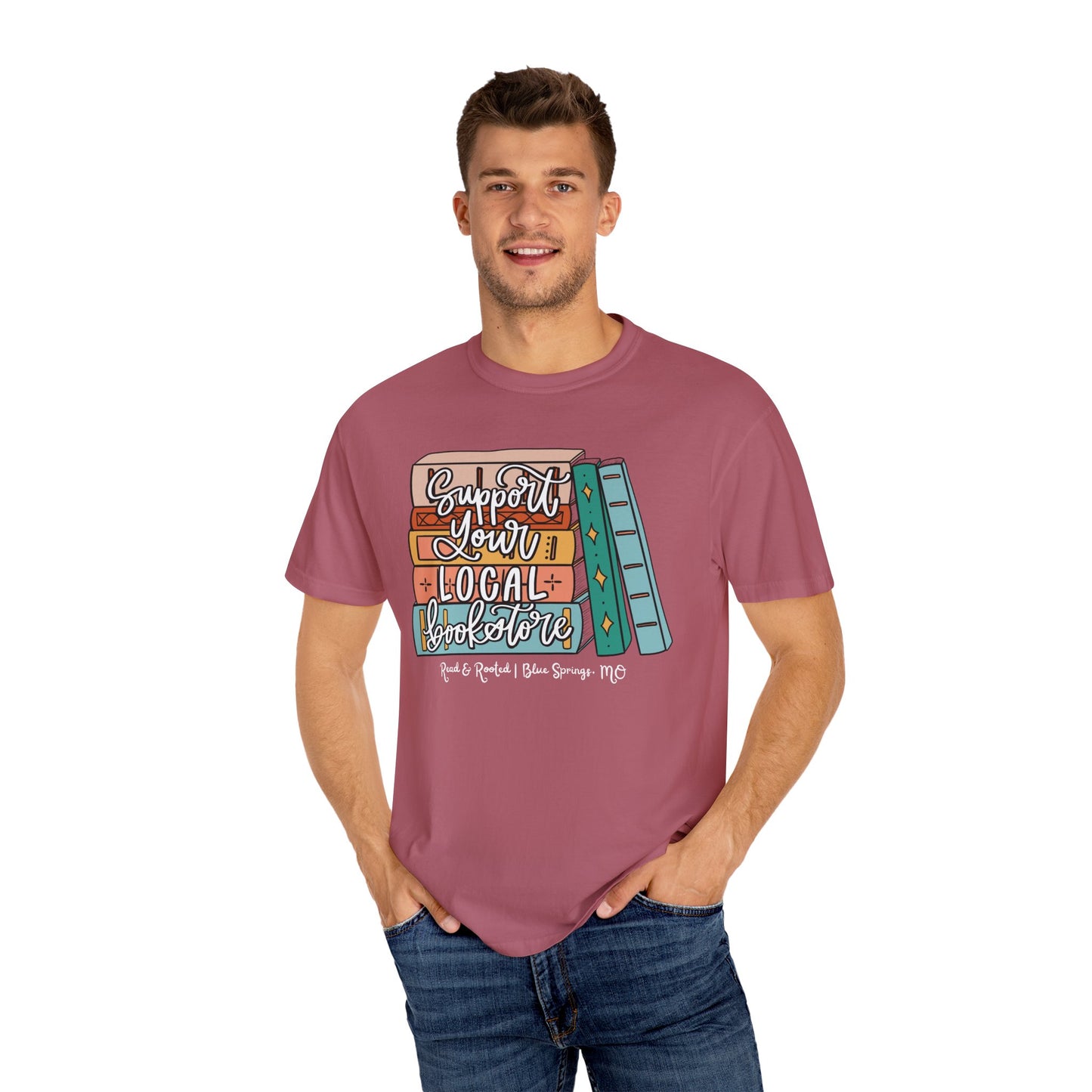 Support Your Local Bookstore Book Stack T-shirt