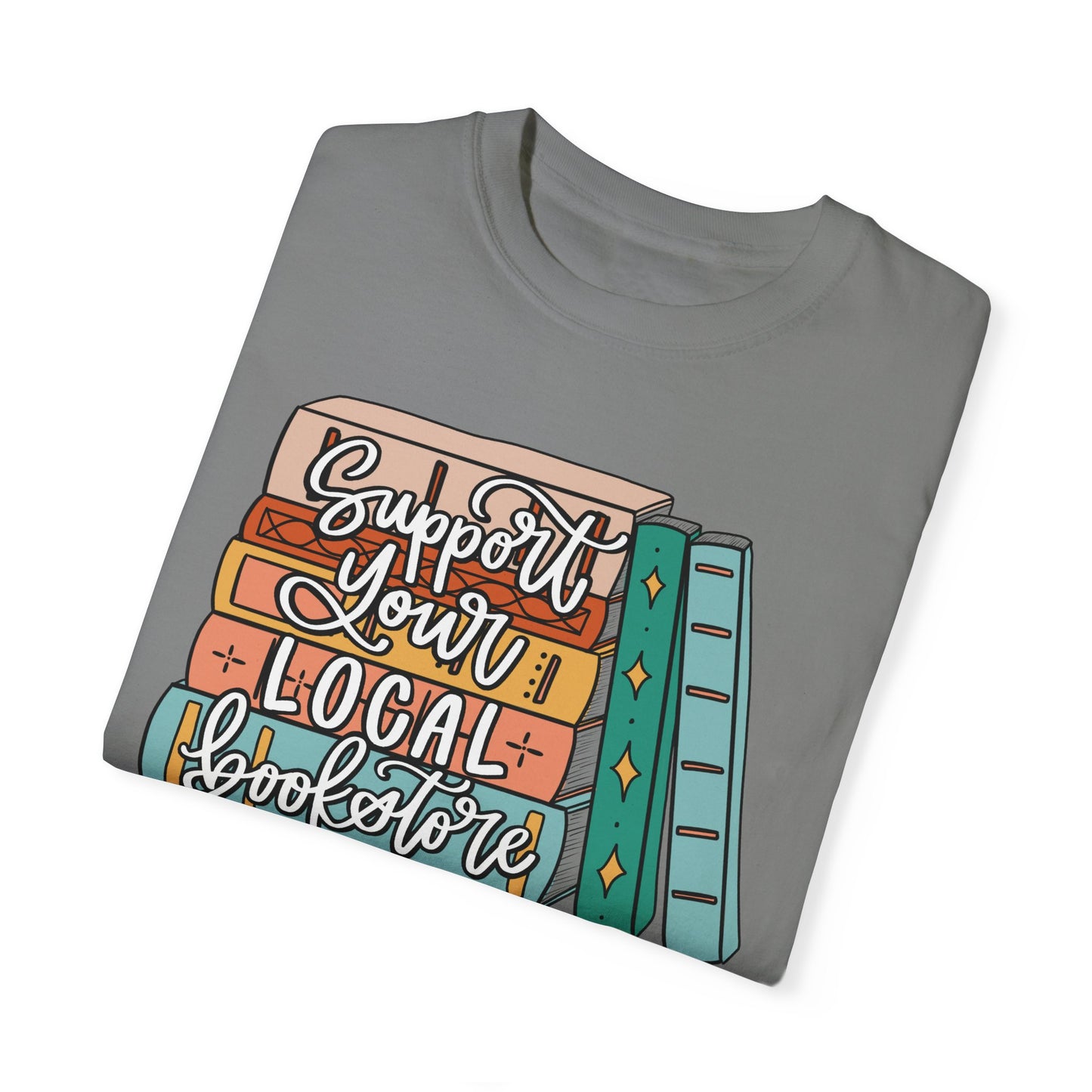 Support Your Local Bookstore Book Stack T-shirt