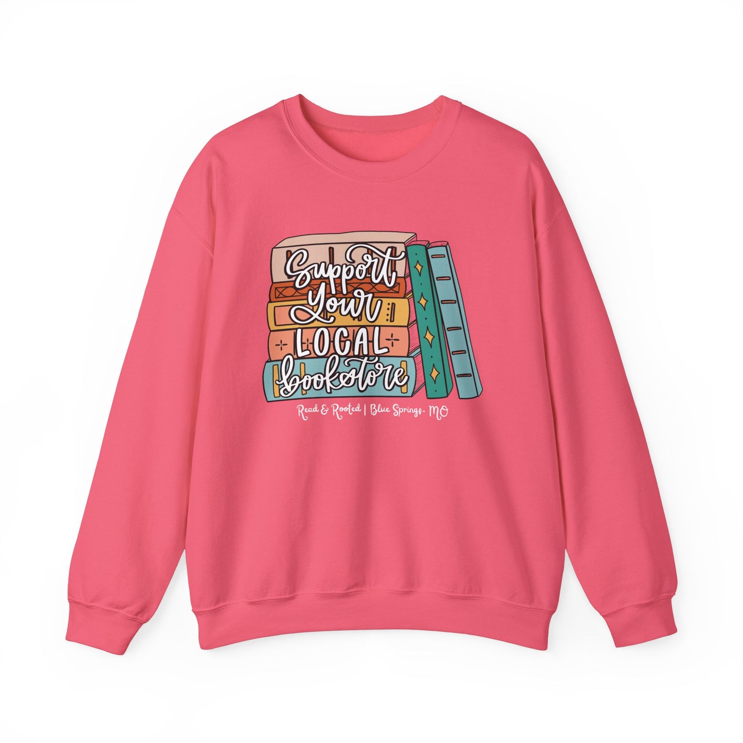 Support Your Local Bookstore Book Stack Crewneck Sweatshirt