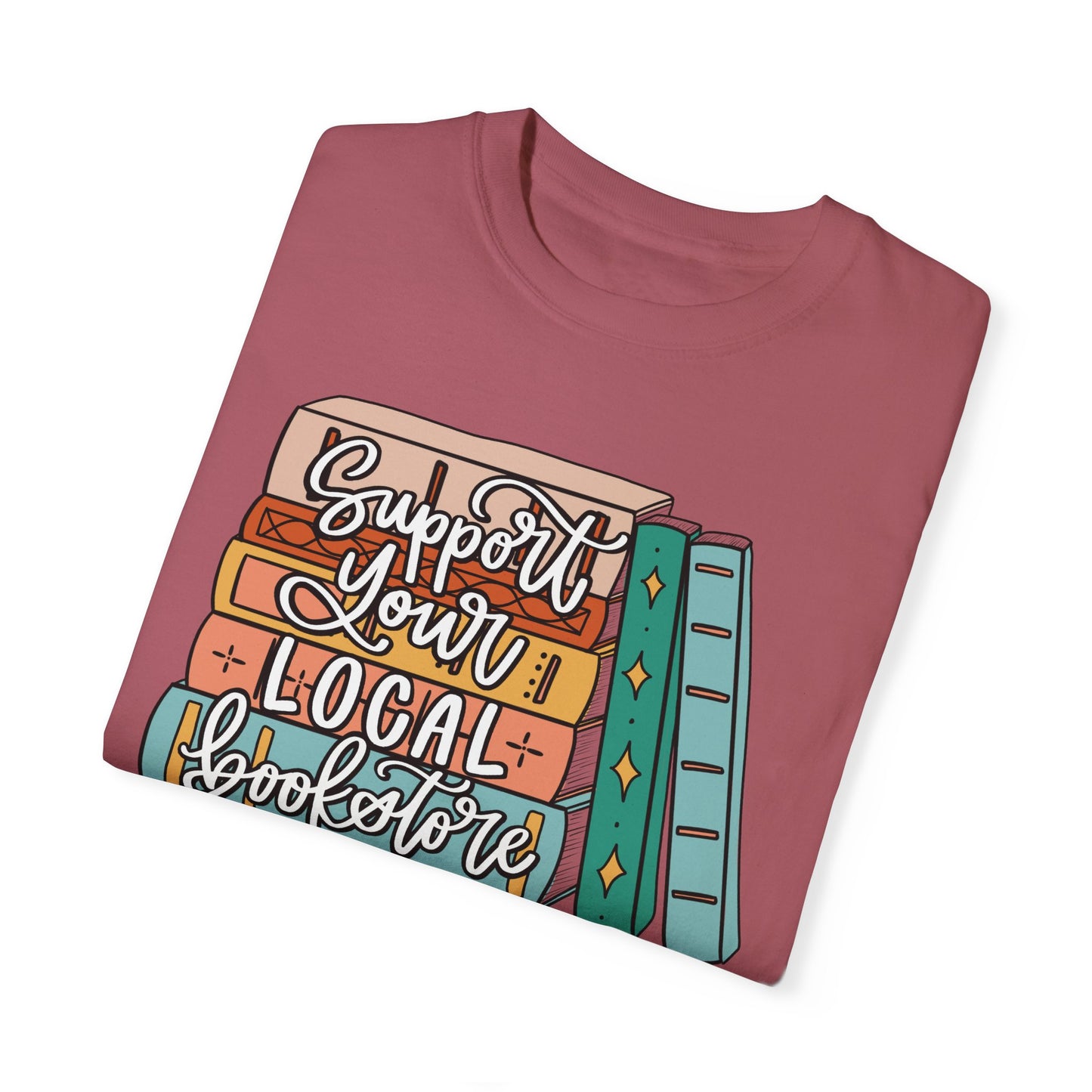 Support Your Local Bookstore Book Stack T-shirt