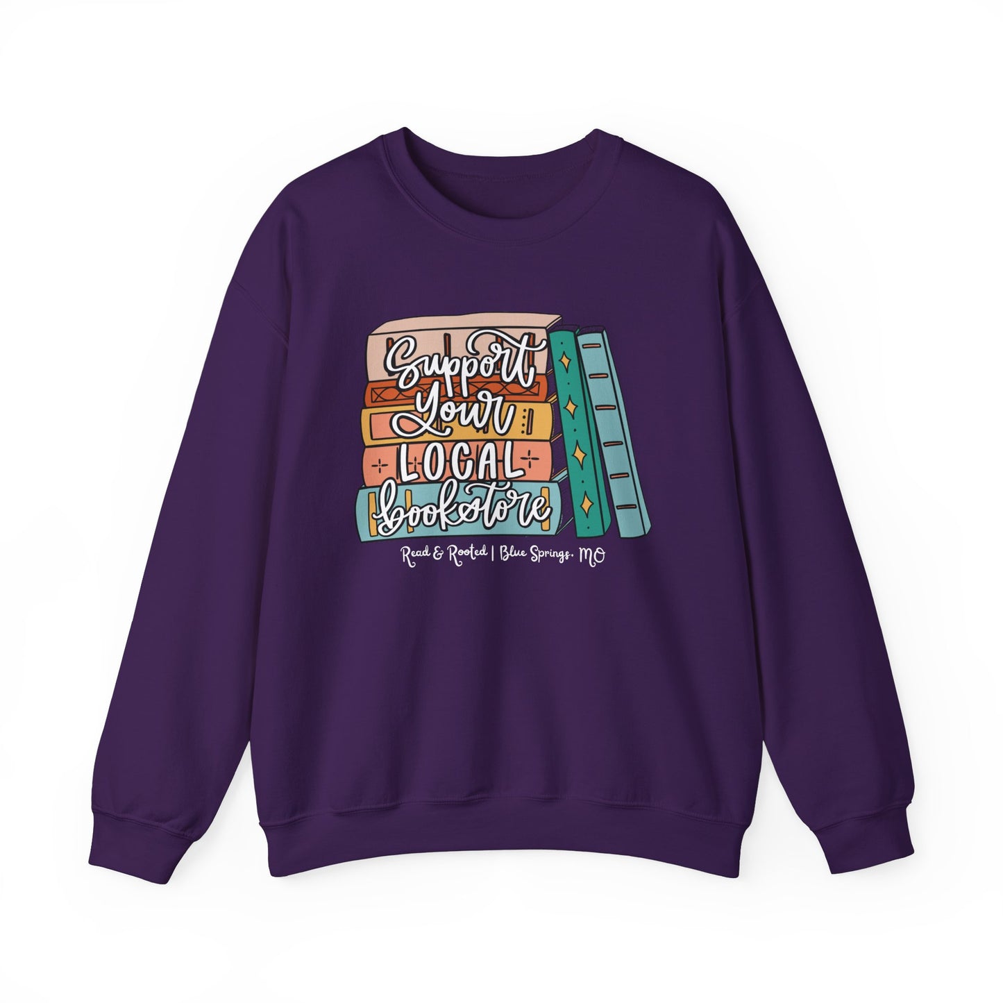 Support Your Local Bookstore Book Stack Crewneck Sweatshirt