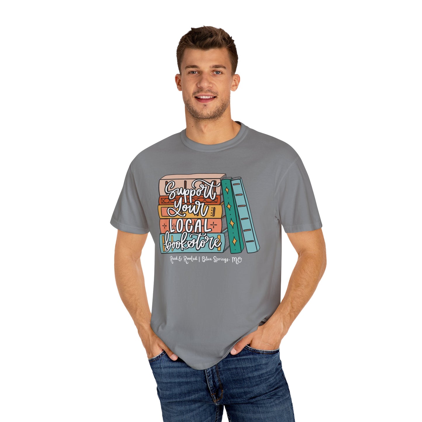 Support Your Local Bookstore Book Stack T-shirt