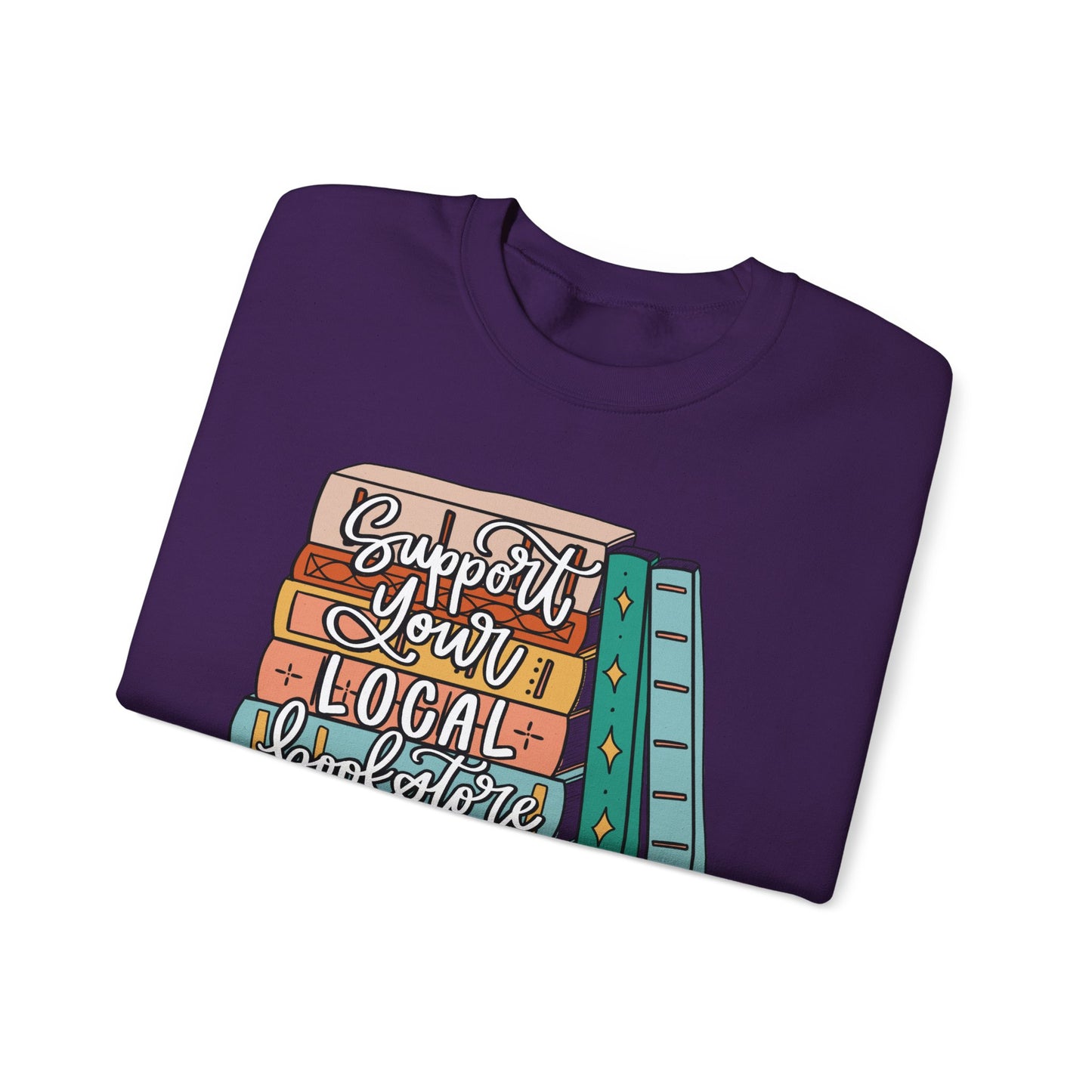 Support Your Local Bookstore Book Stack Crewneck Sweatshirt