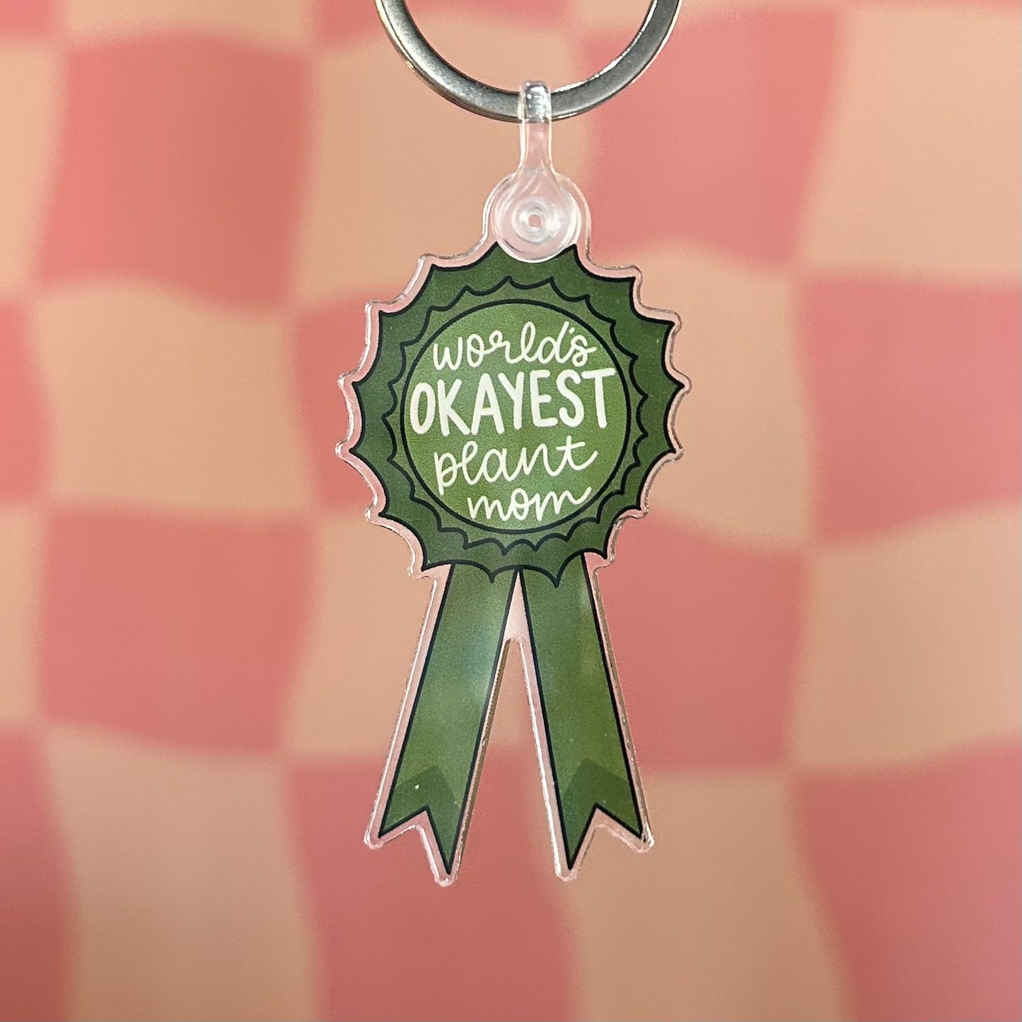 Keychain - World’s Okayest Plant Mom Ribbon