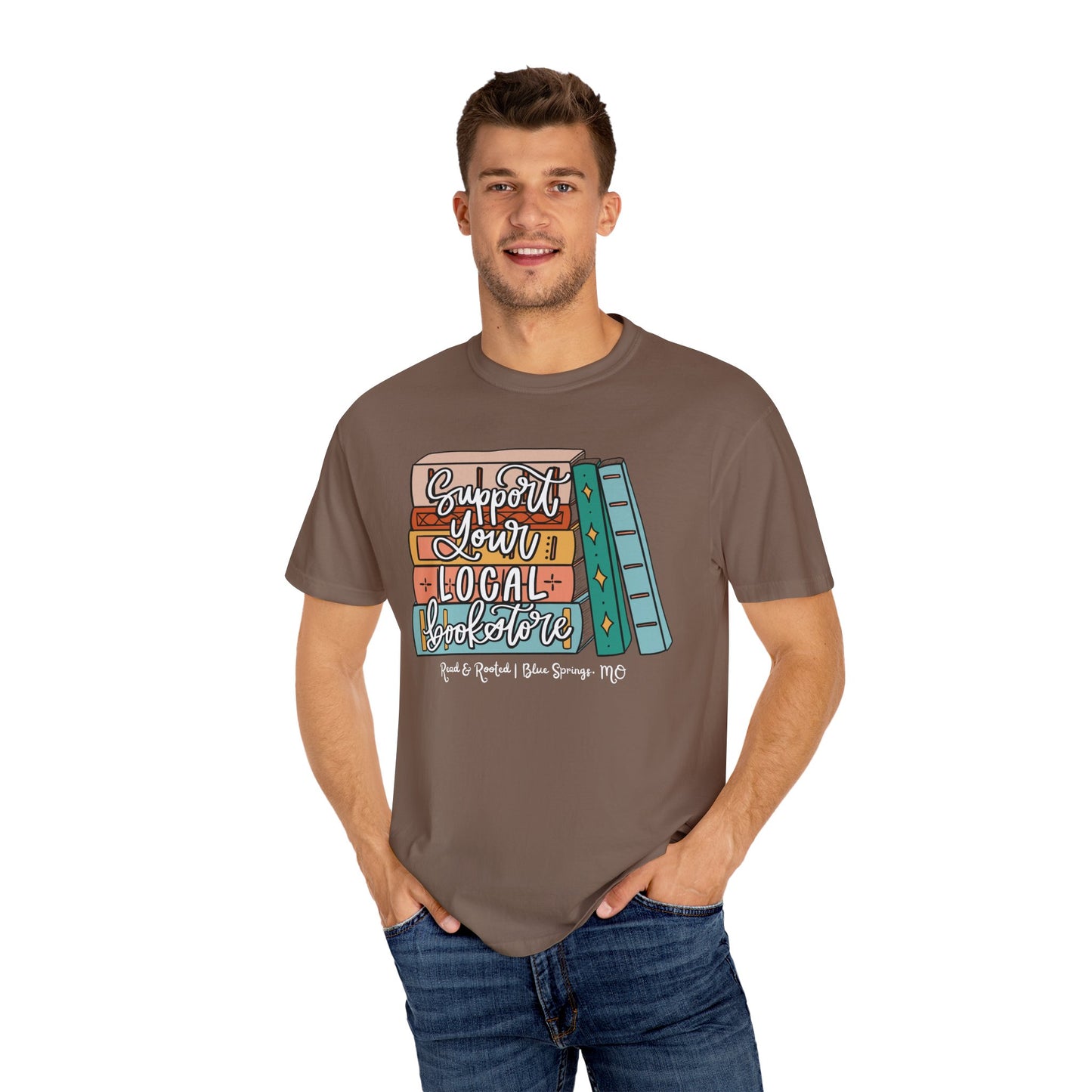 Support Your Local Bookstore Book Stack T-shirt