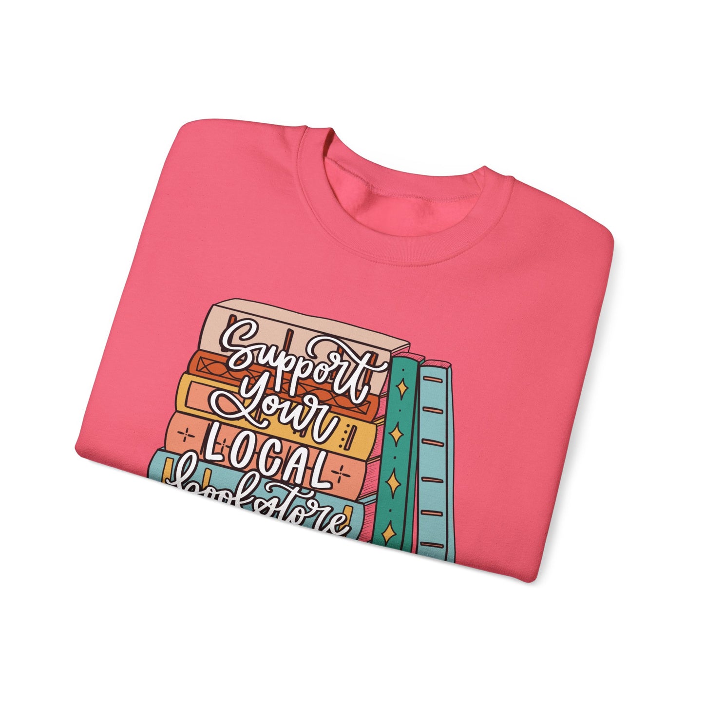 Support Your Local Bookstore Book Stack Crewneck Sweatshirt