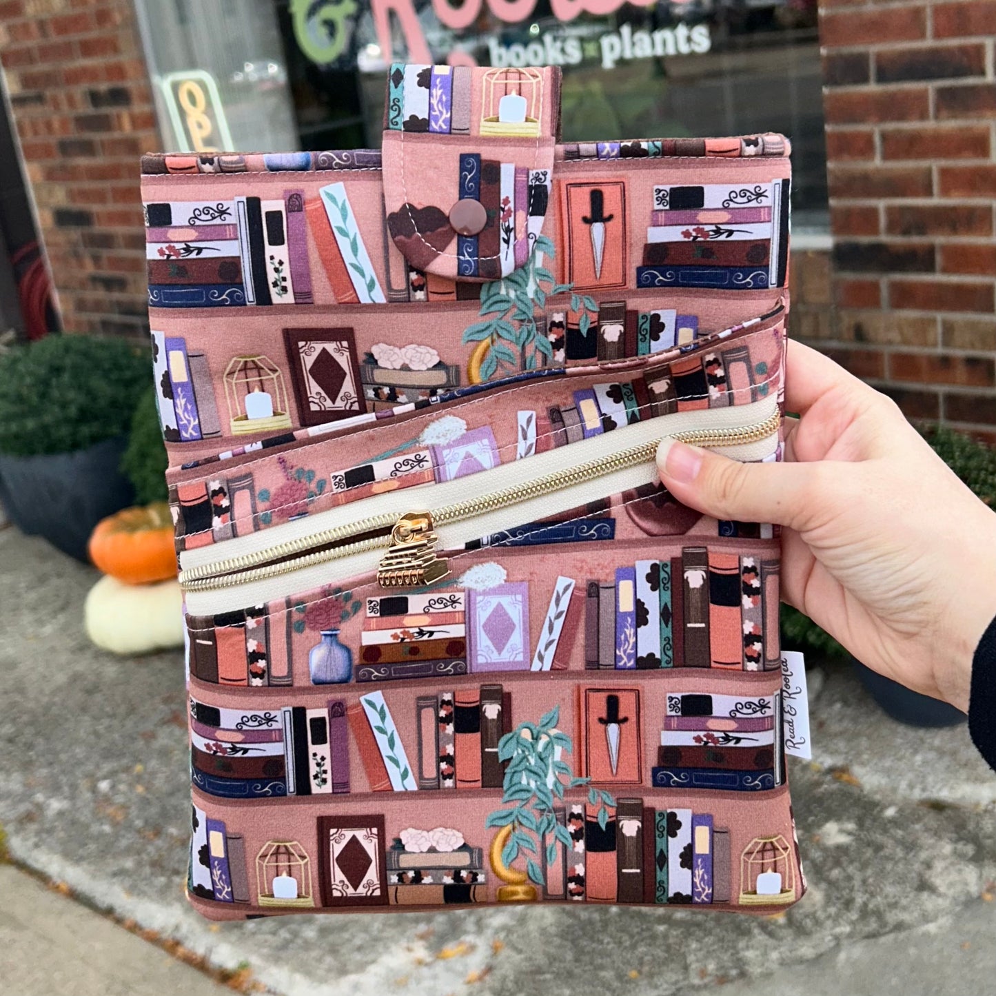 Peachy Bookshelf Book Sleeve