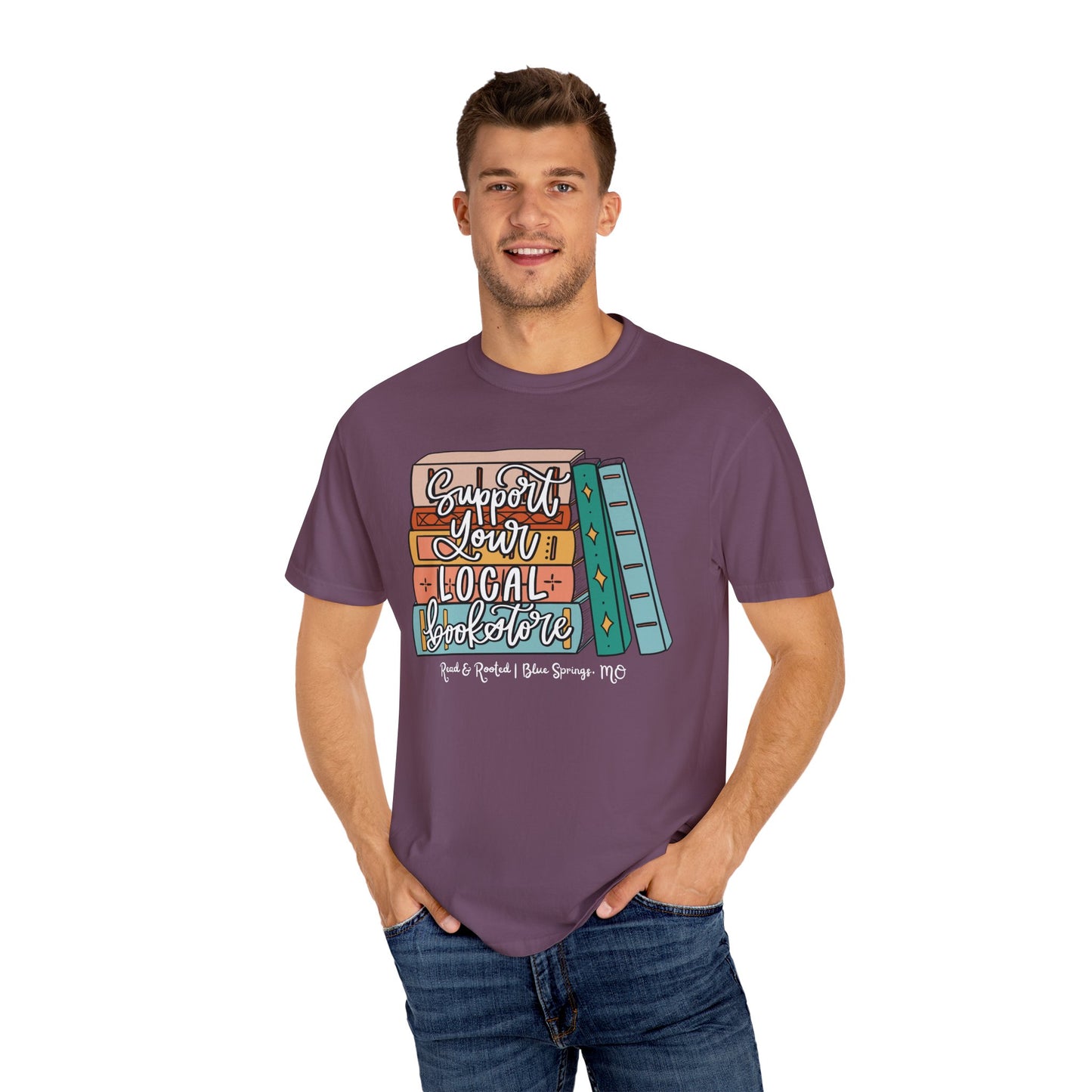 Support Your Local Bookstore Book Stack T-shirt
