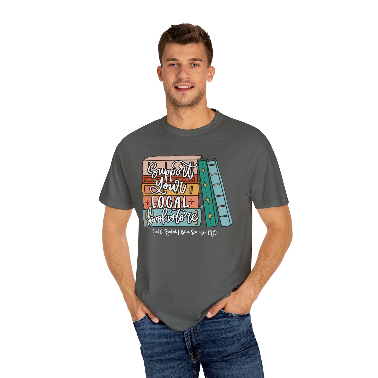 Support Your Local Bookstore Book Stack T-shirt