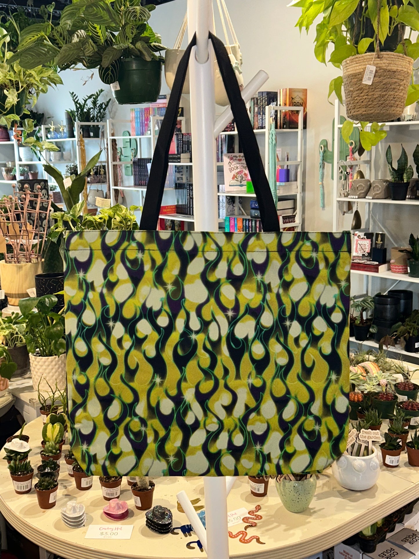 Canvas Tote - Green Flames