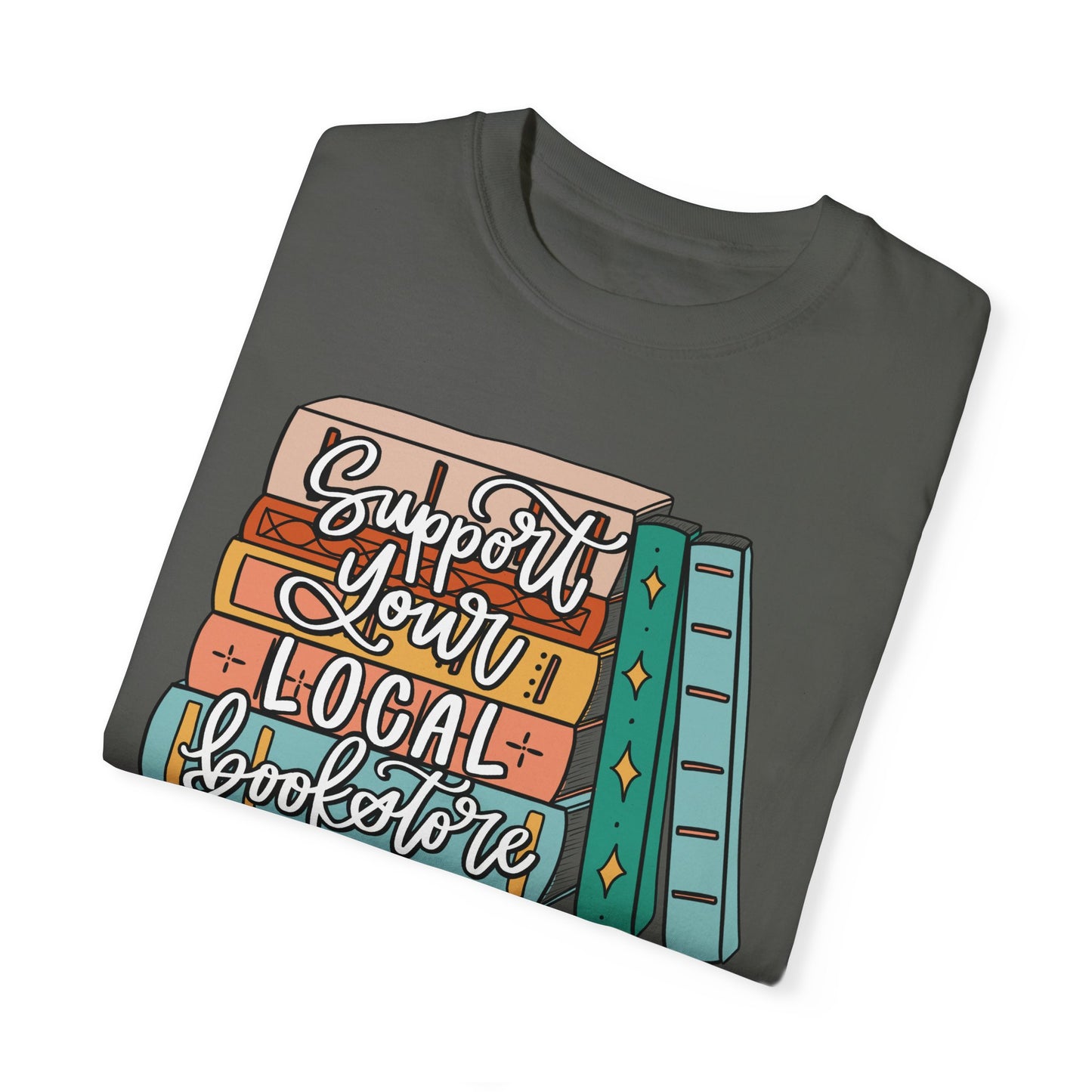 Support Your Local Bookstore Book Stack T-shirt
