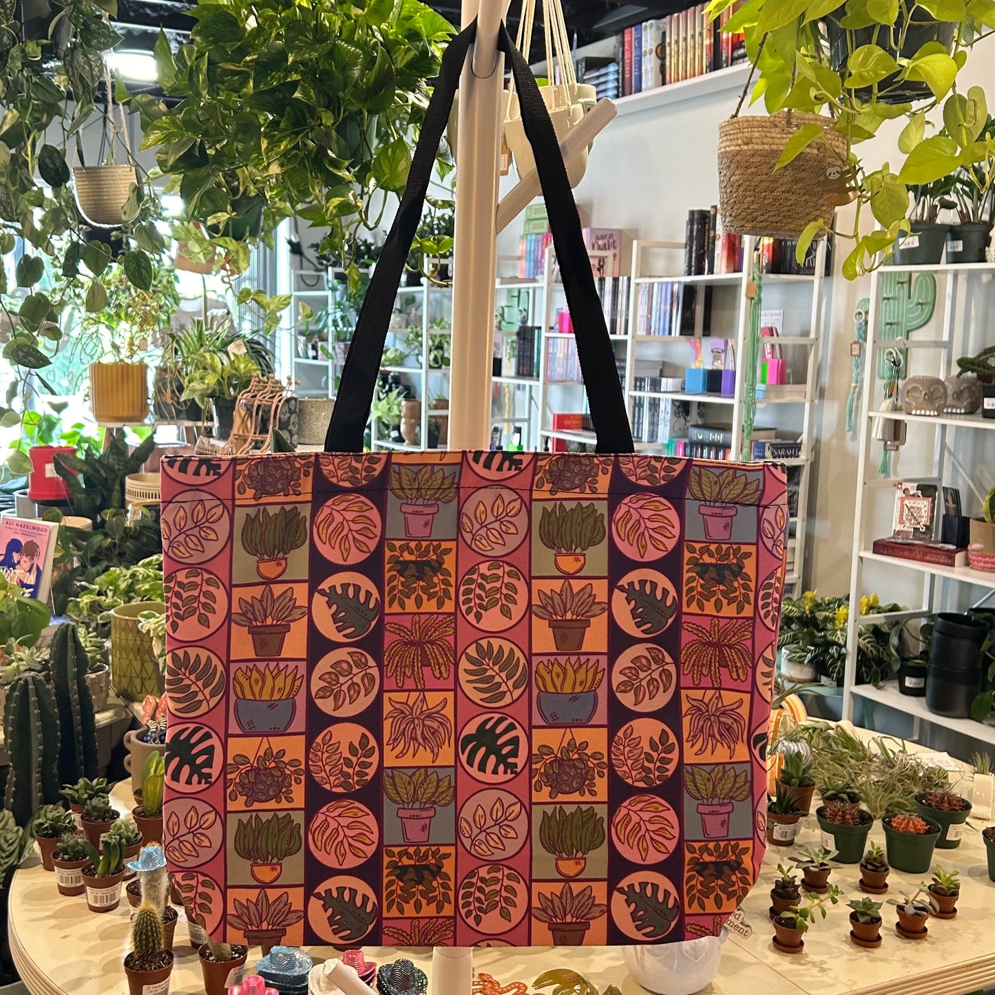 Canvas Tote - Retro Plant Stripes