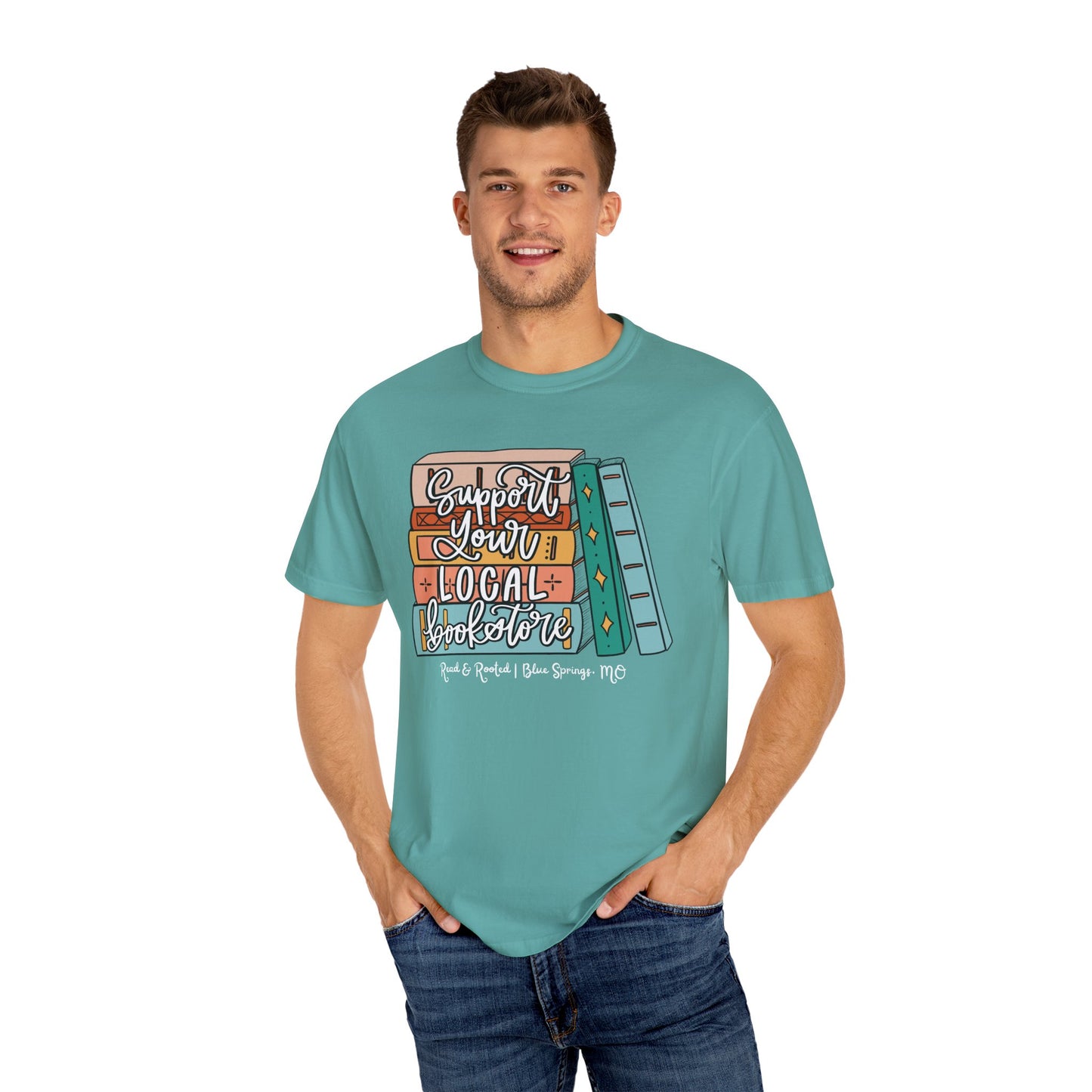 Support Your Local Bookstore Book Stack T-shirt