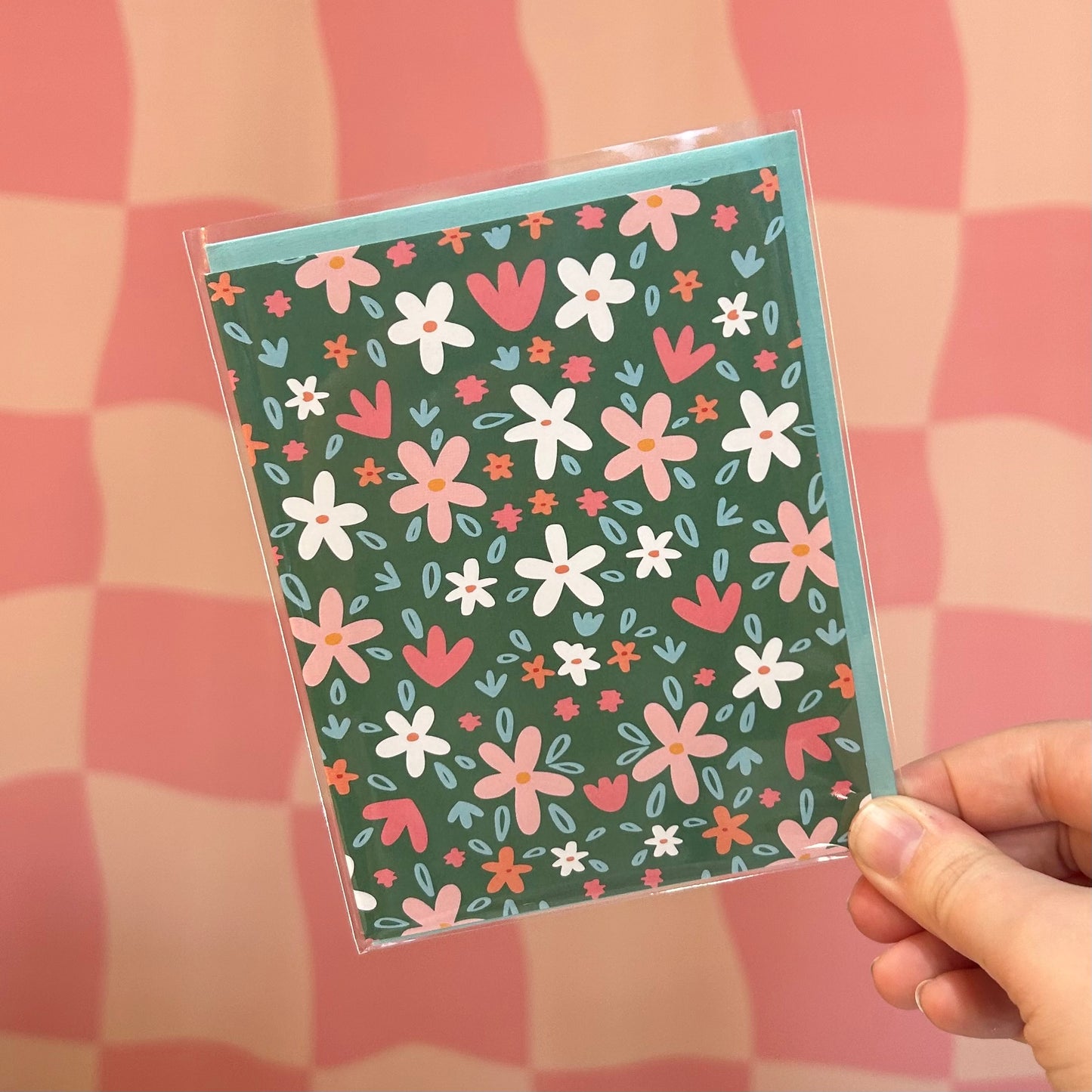 Greeting Card - Green with Floral