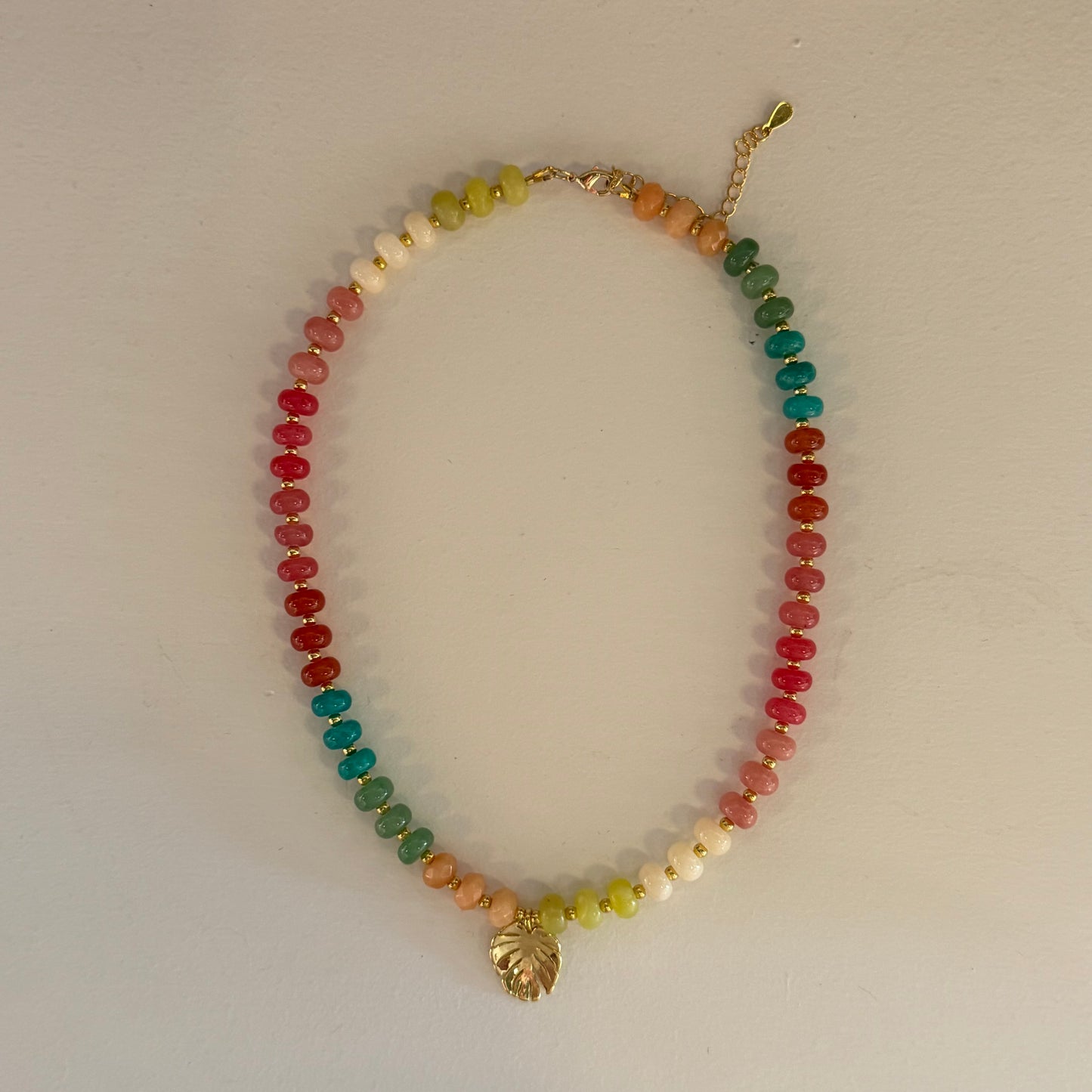 Monstera Boho Sunset Beaded Necklace