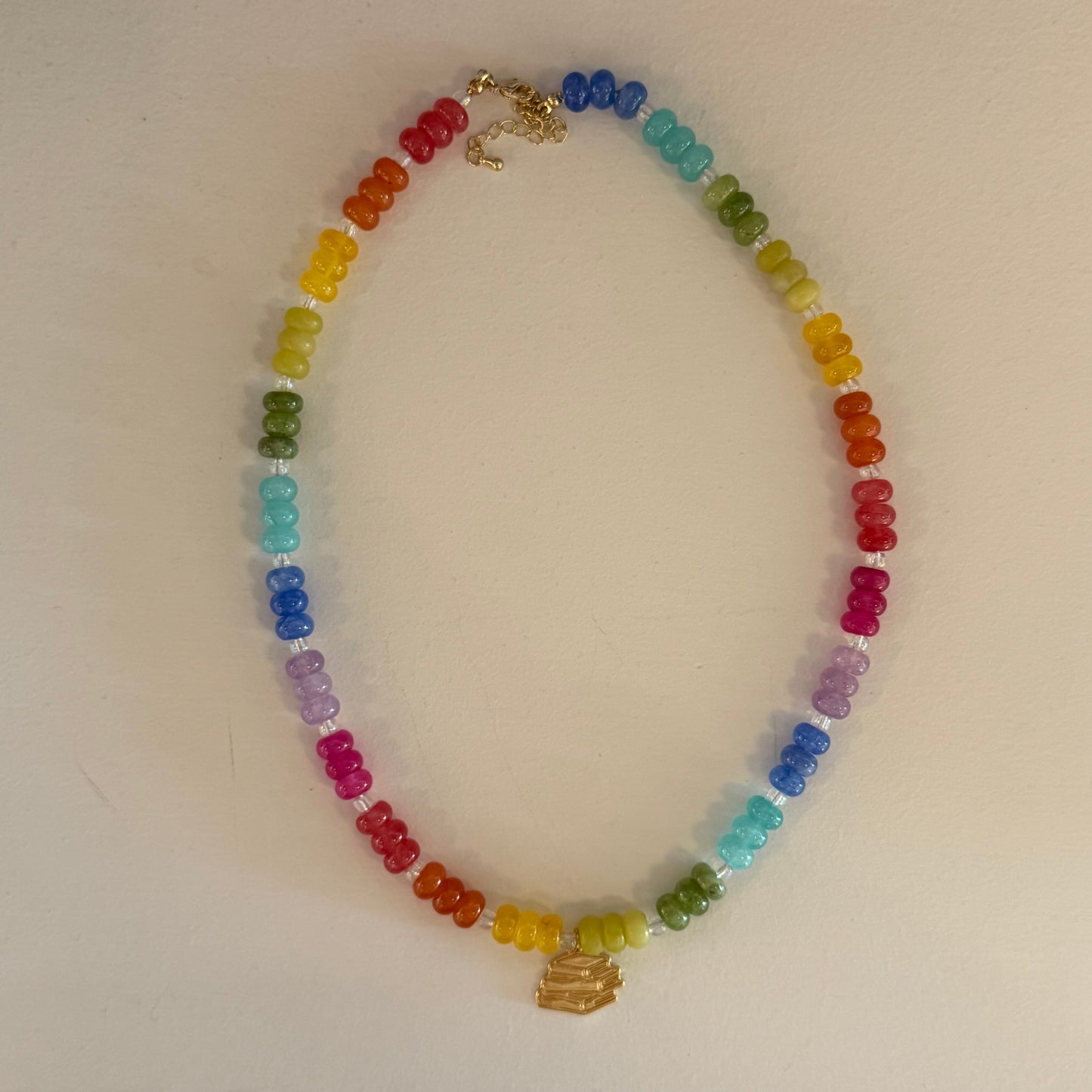 Book Stack Rainbow Beaded Necklace