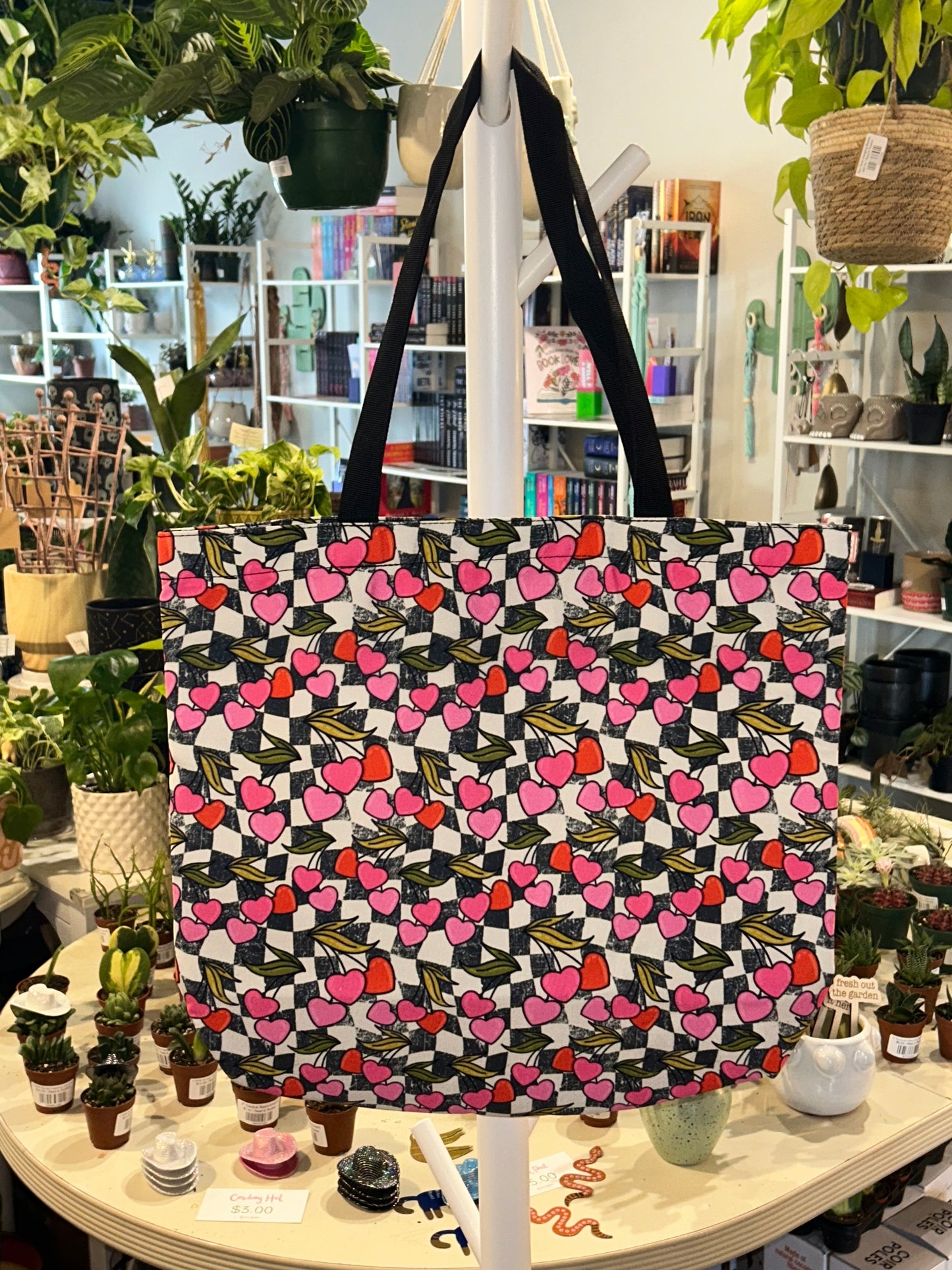 Canvas Tote - Cherry Hearts