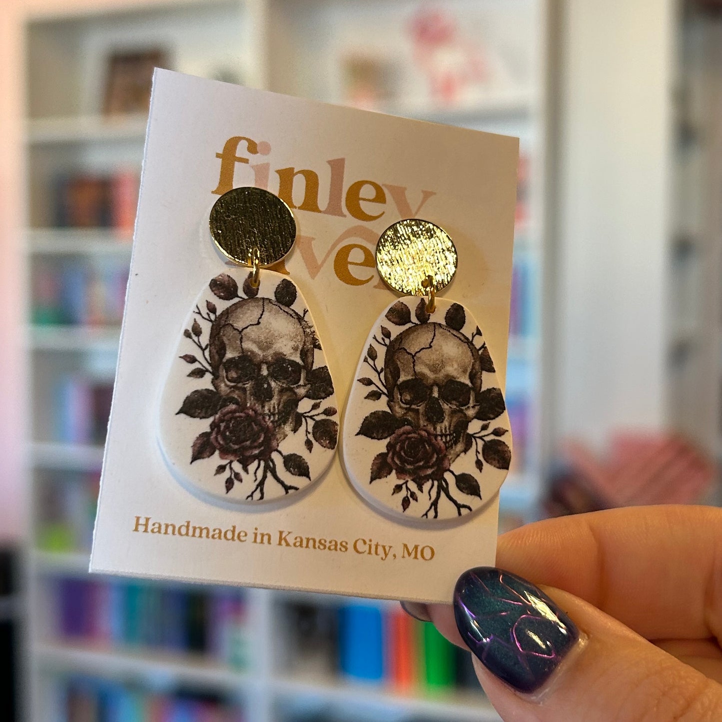 Floral Skull Earrings