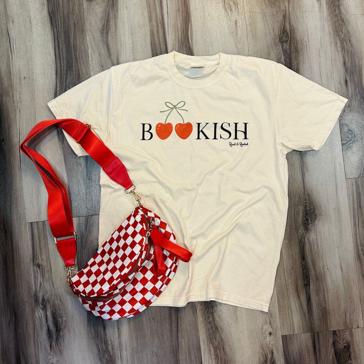 Bookish Cherry Hearts Shirt (In-Store Stock)