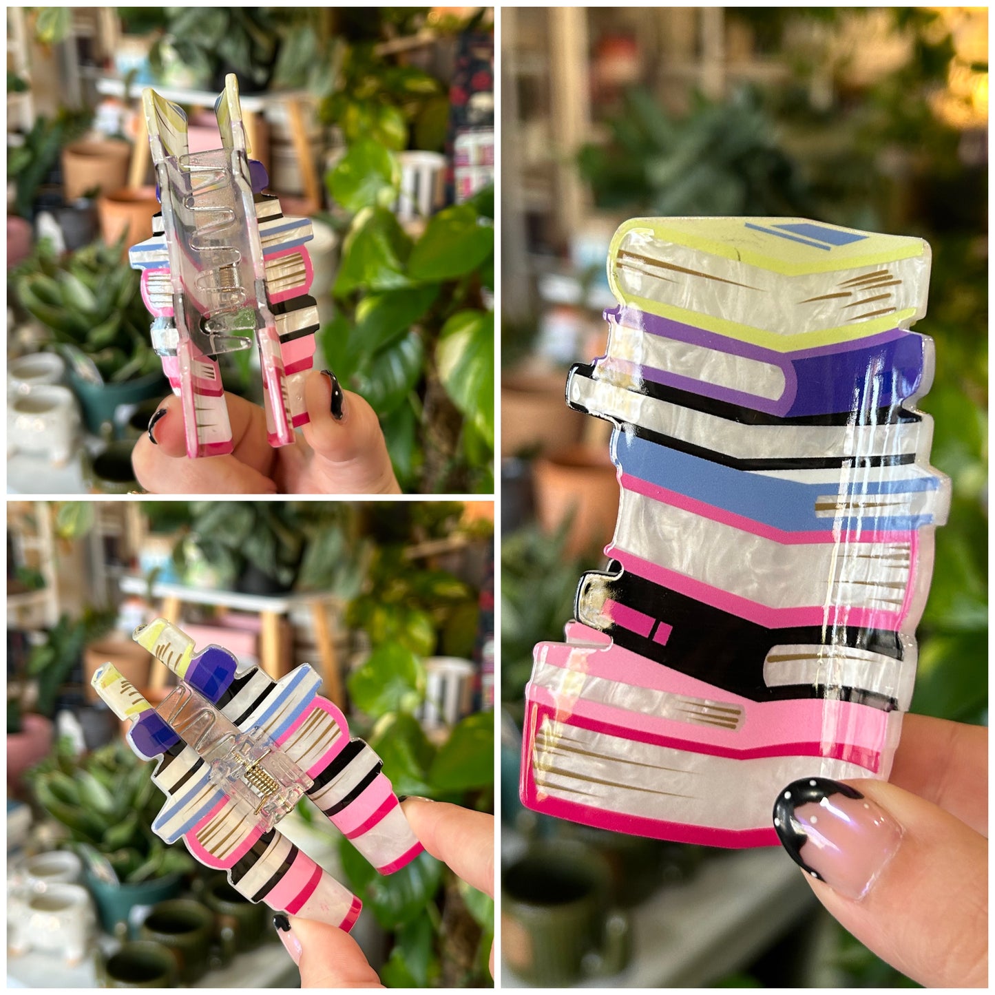 Book Stack Claw Hair Clip