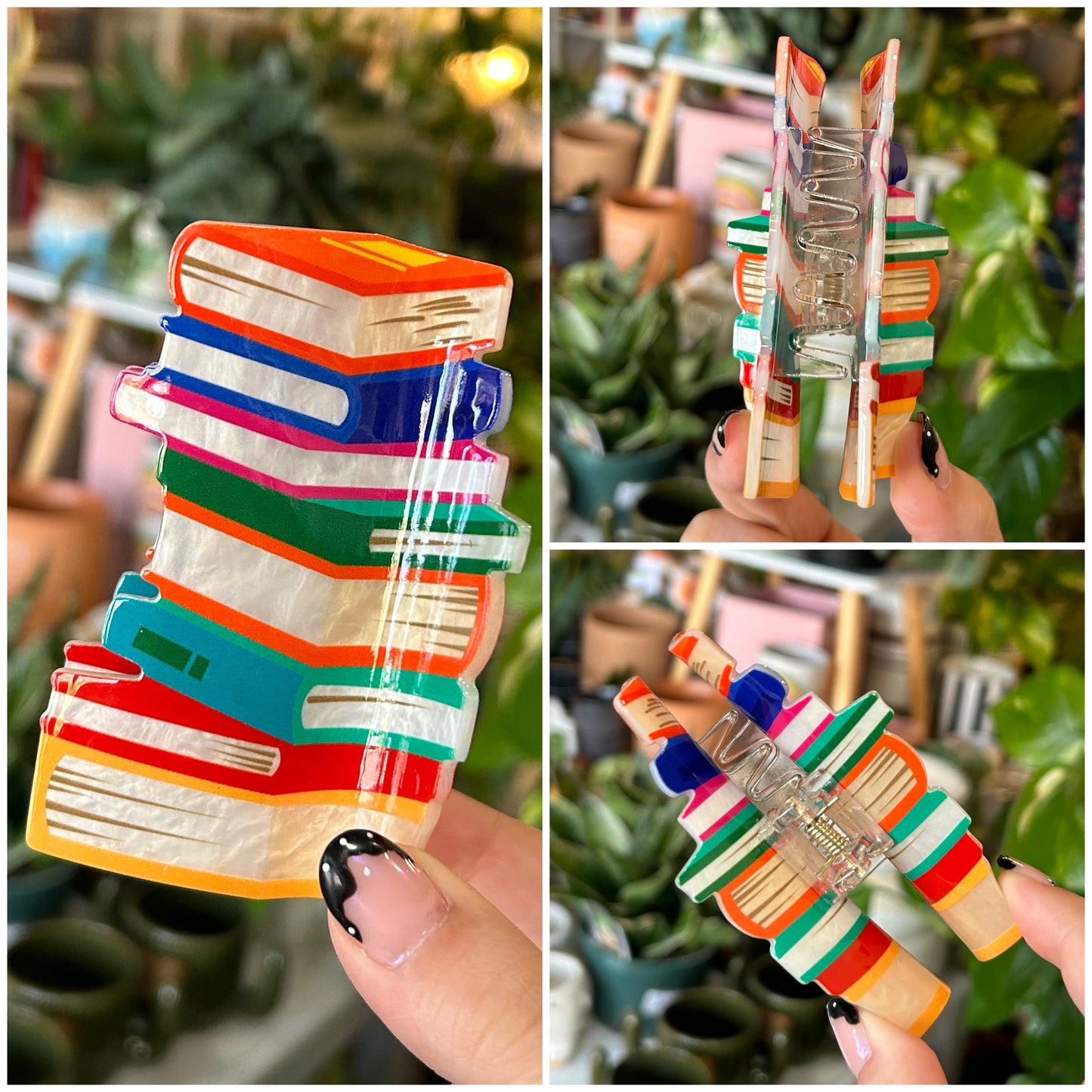 Book Stack Claw Hair Clip
