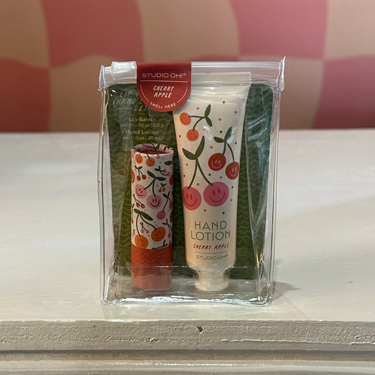 Unscented Lip Balm & Scented Hand Lotion Set - Cherry Apple