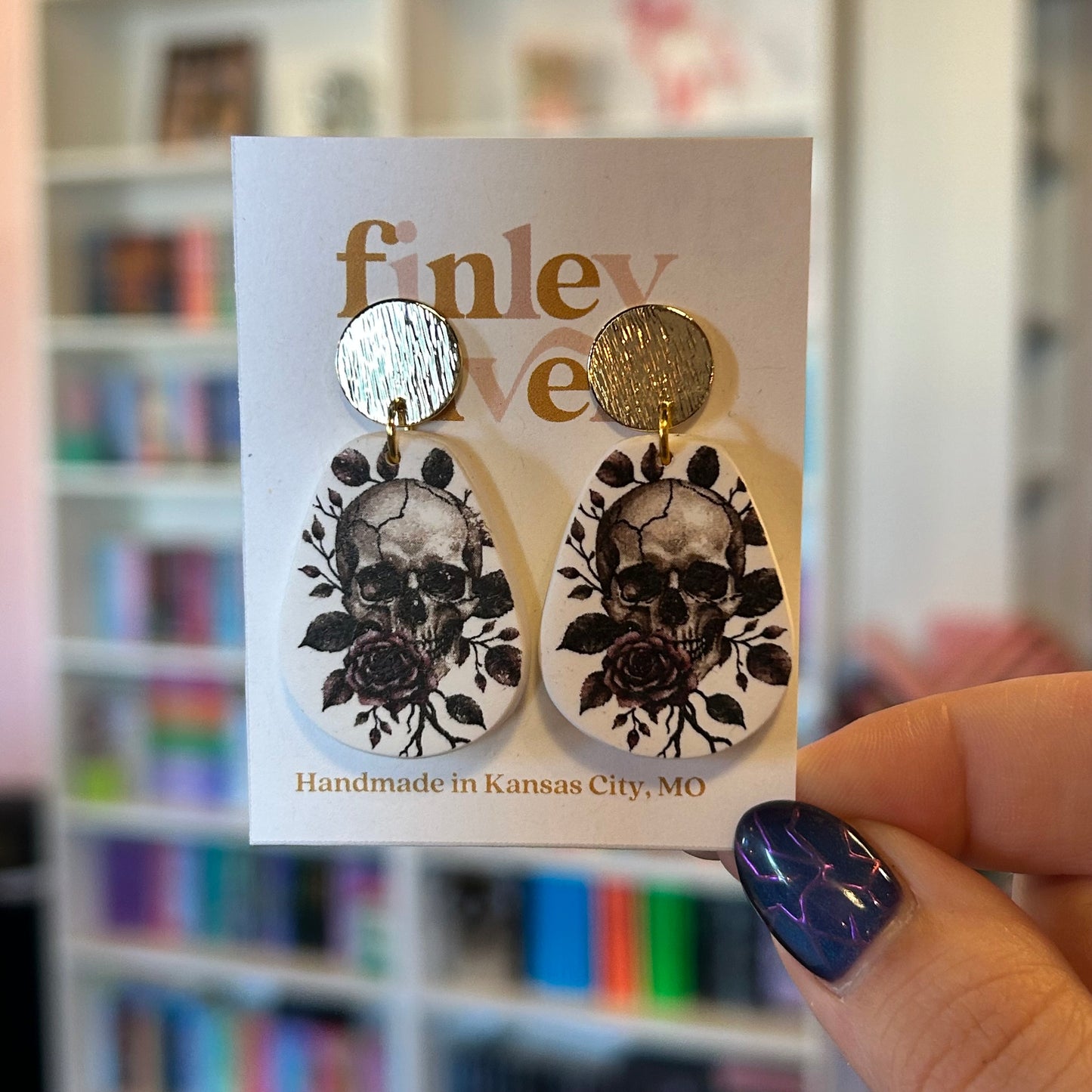 Floral Skull Earrings