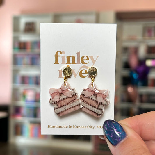 Vintage Bow Book Stack Earrings