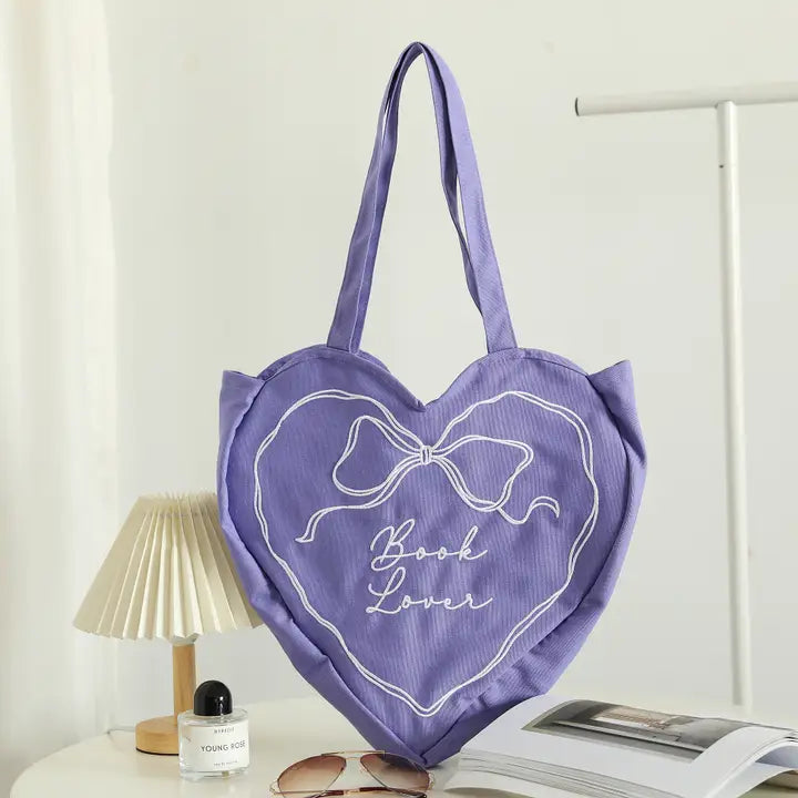 Canvas Tote - Book Lover Heart