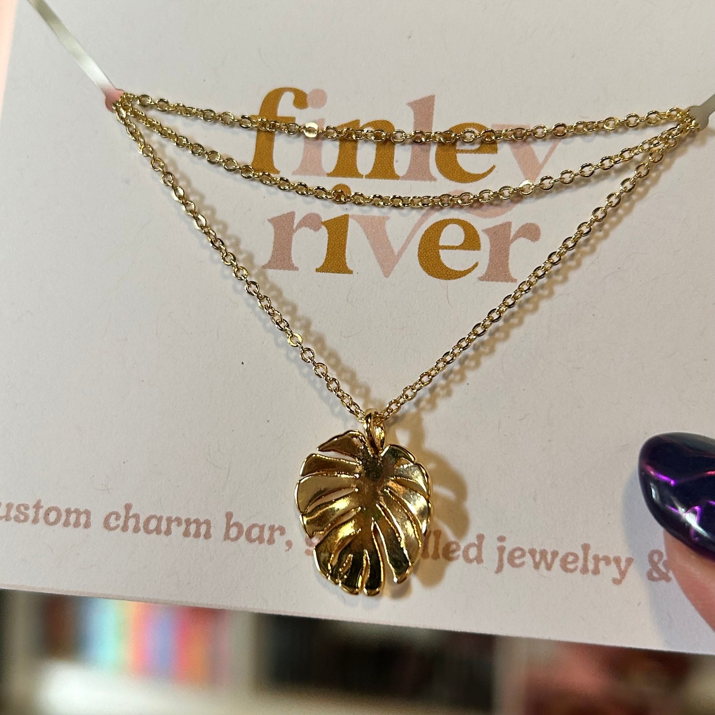 Monstera Charm Necklace