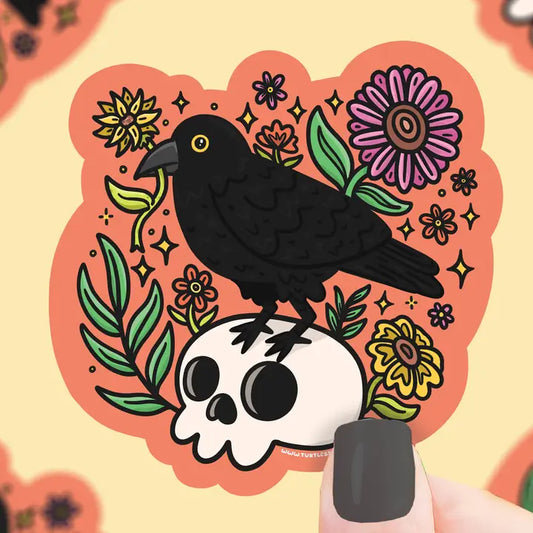 Sticker - Crow & Skull Cute Halloween