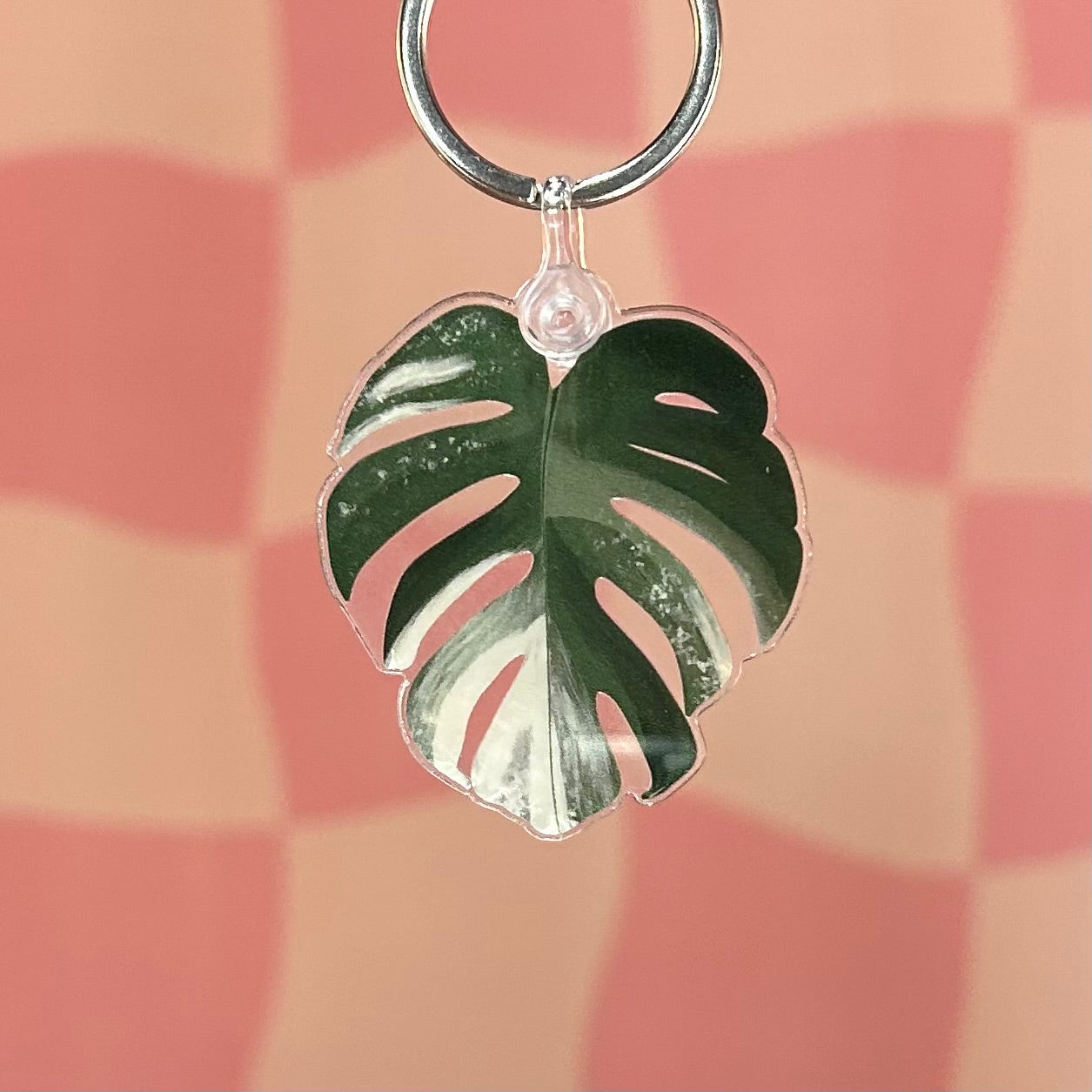 Keychain - Variegated Monstera Leaf