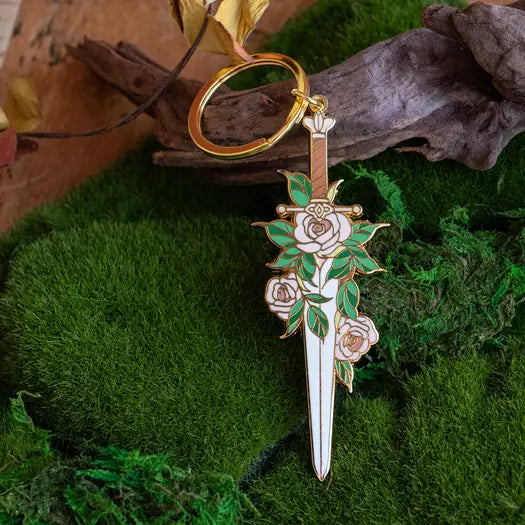 Enamel Keychain - Floral Blade