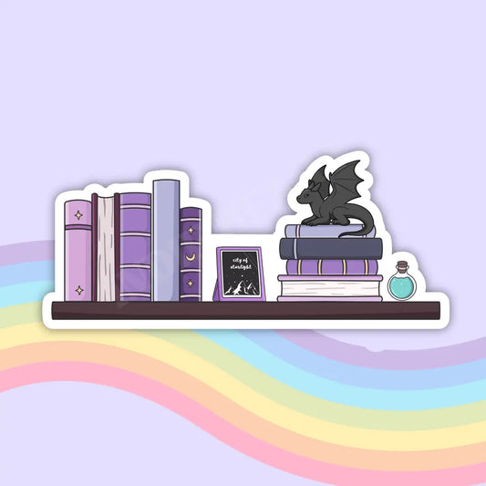 Sticker - Fantasy Reader Bookshelf