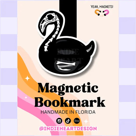 Magnetic Bookmark - Skeleton Flamingo Float