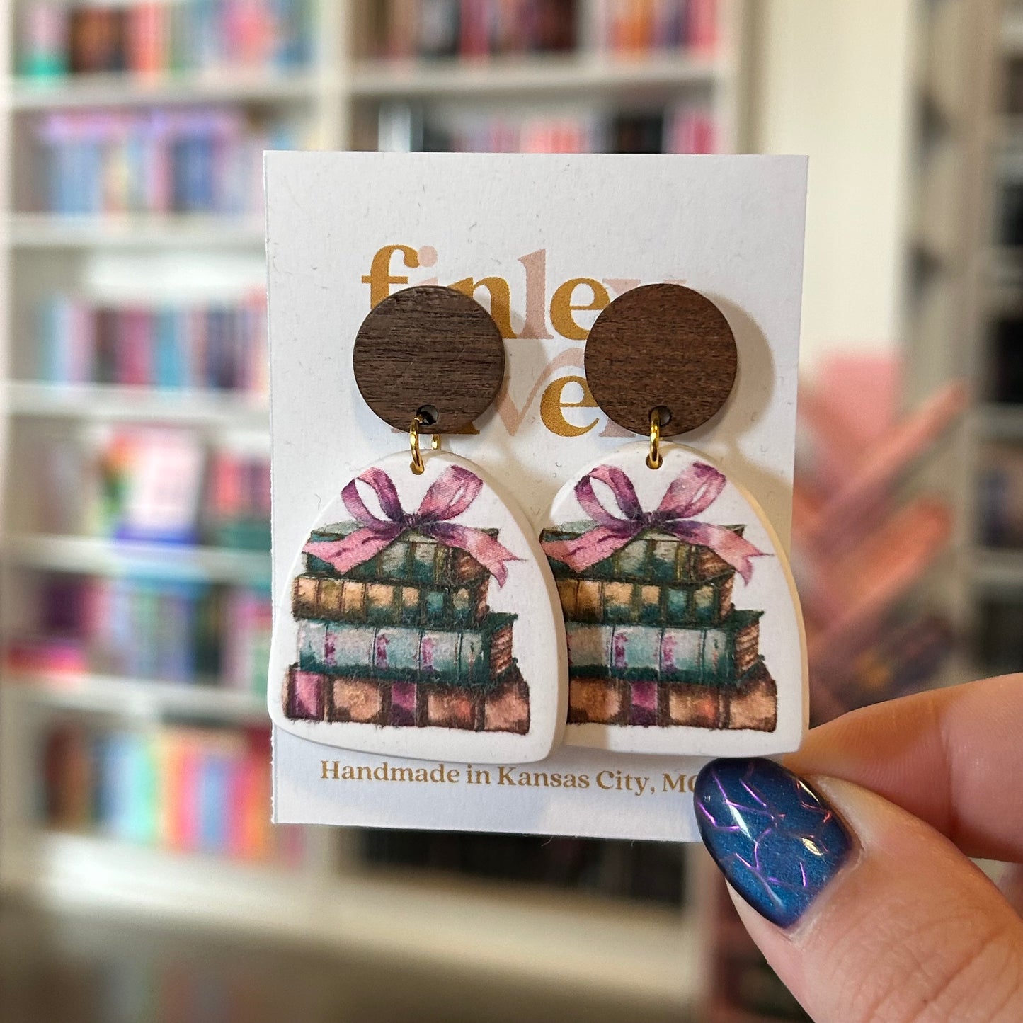 Vintage Bow Book Stack Earrings