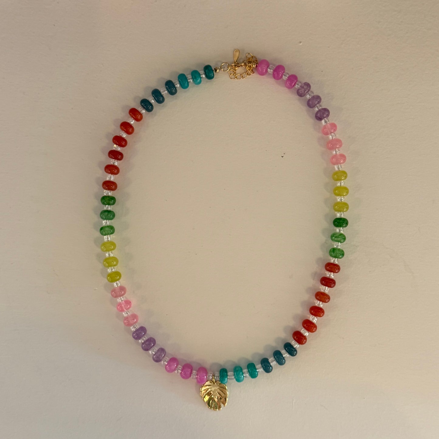 Monstera Retro Revival Beaded Necklace