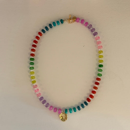 Monstera Retro Revival Beaded Necklace
