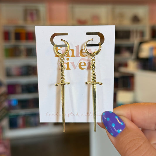 Skull Sword Huggies Earrings