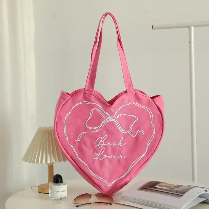 Canvas Tote - Book Lover Heart