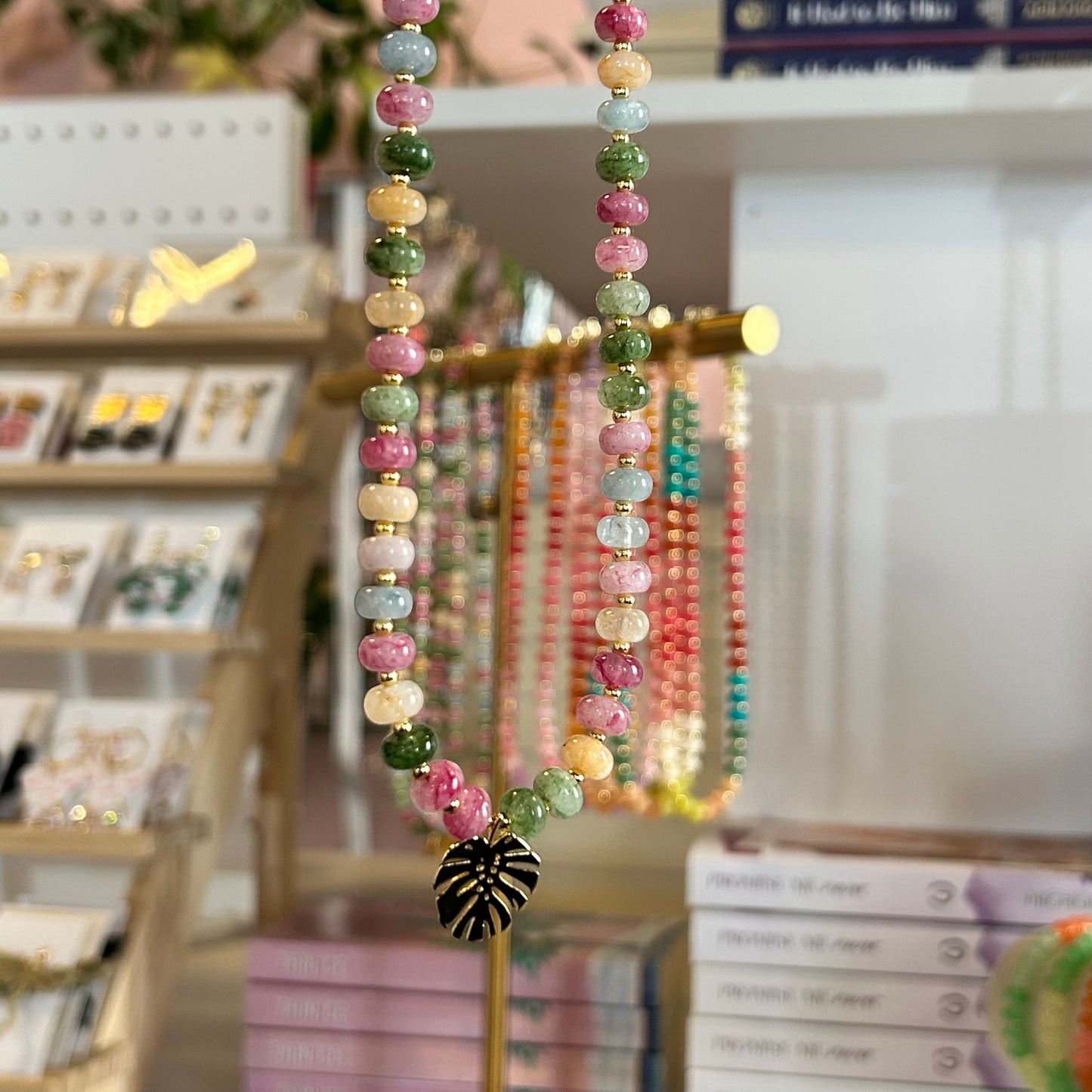Monstera Beaded Necklace