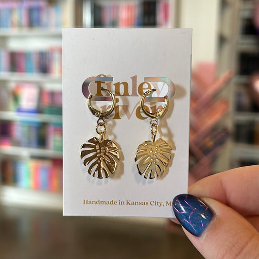 Monstera Huggies Earrings