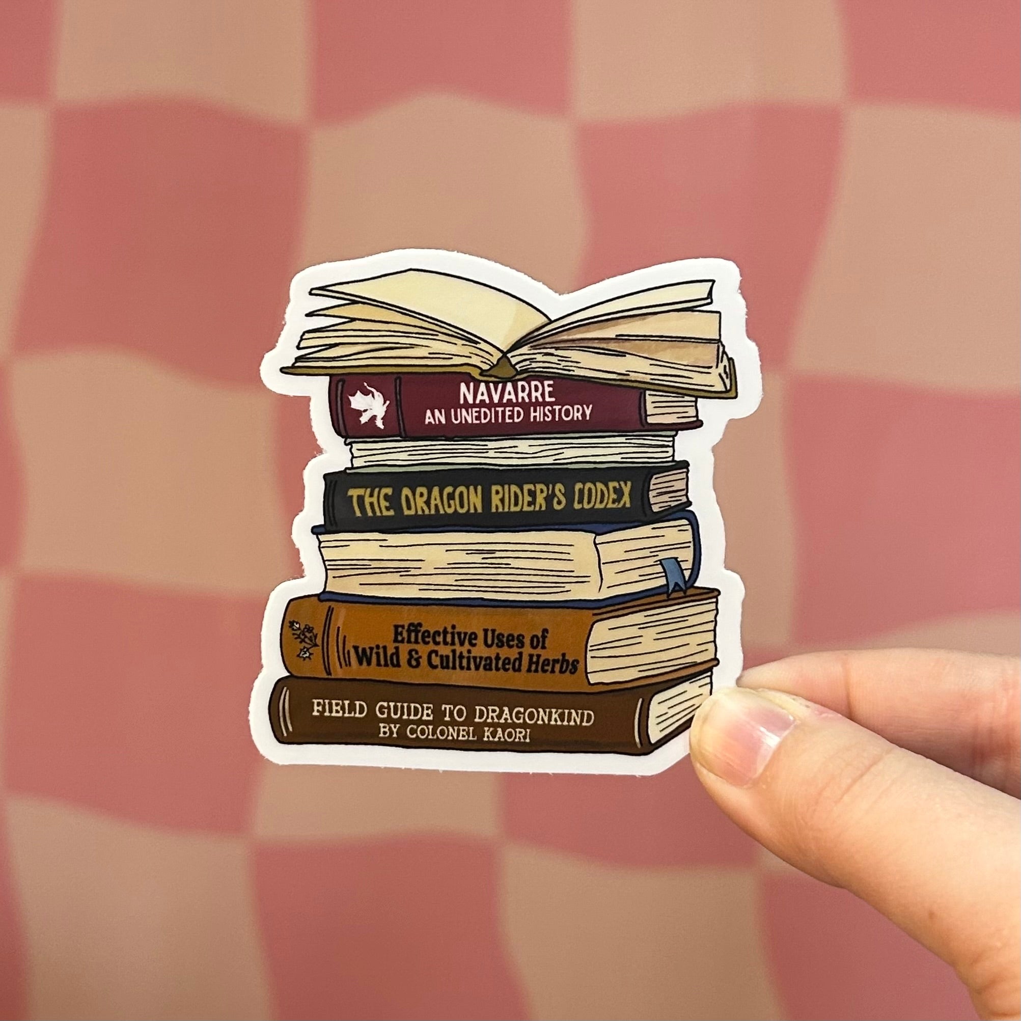 Navarre Library Sticker - Navarre Library Scribe Book Stack (Fourth Wing) – Read & Rooted