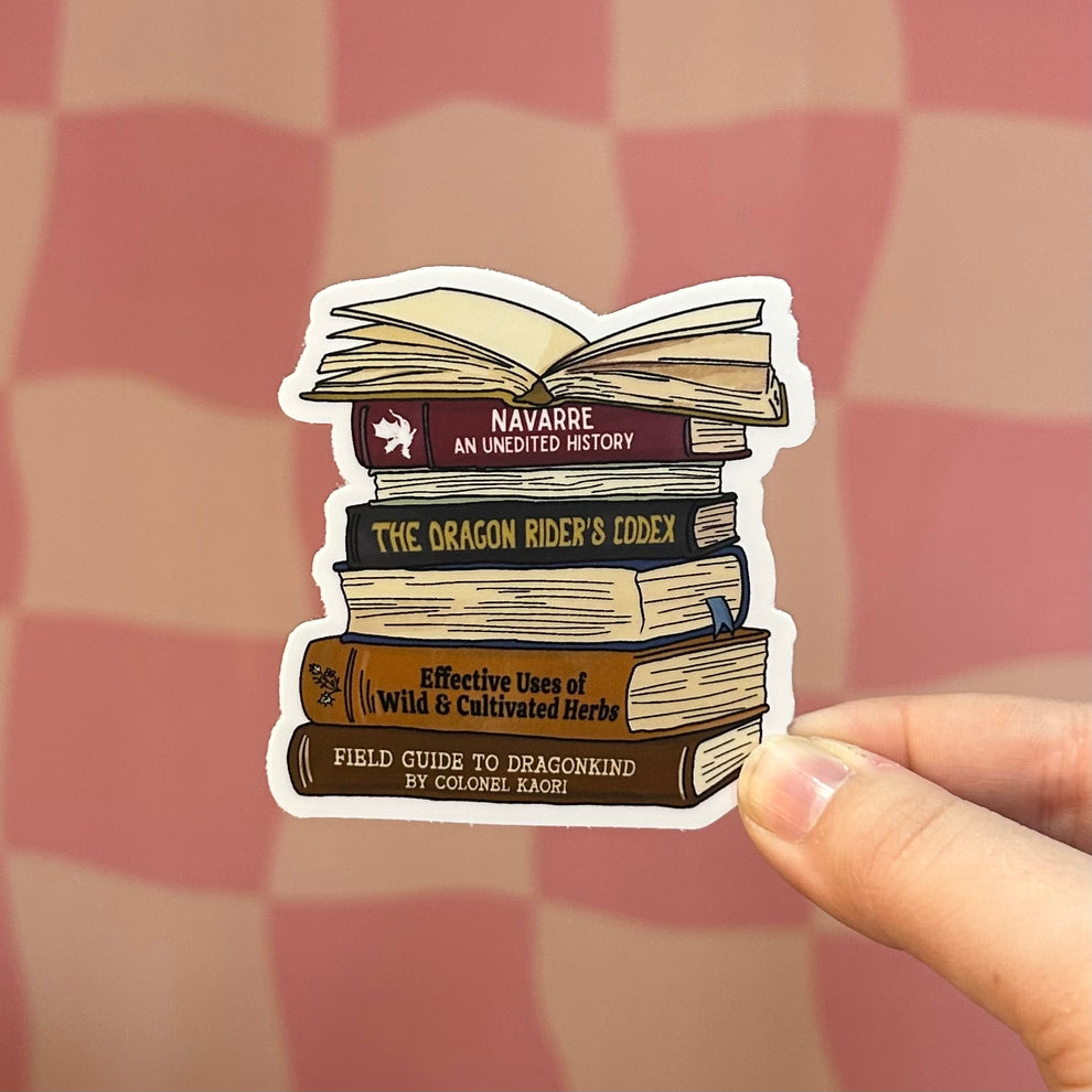 Sticker - Navarre Library Scribe Book Stack (Fourth Wing) – Read & Rooted