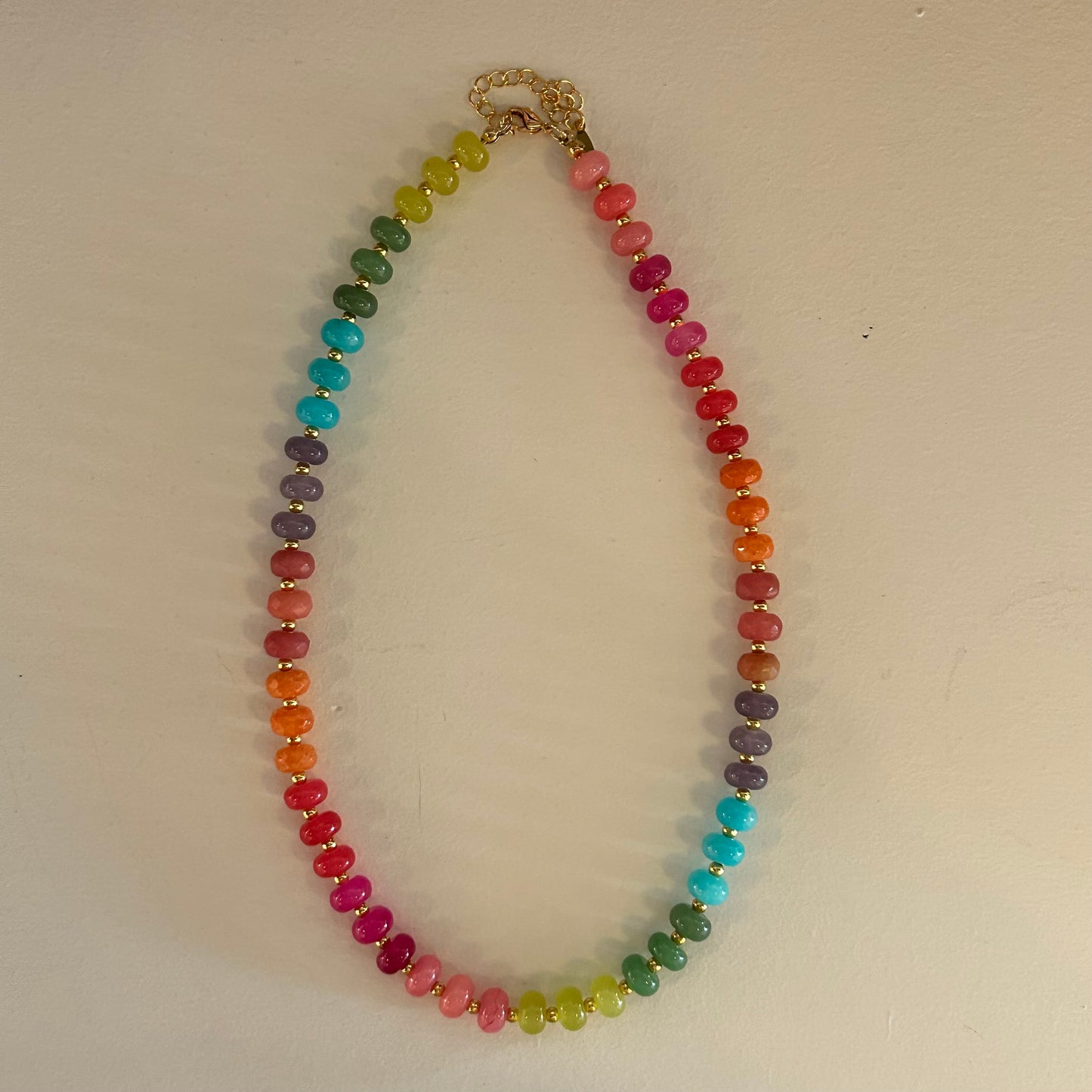 Muted Rainbow Beaded Necklace