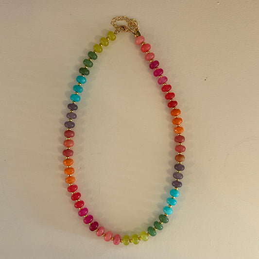Muted Rainbow Beaded Necklace