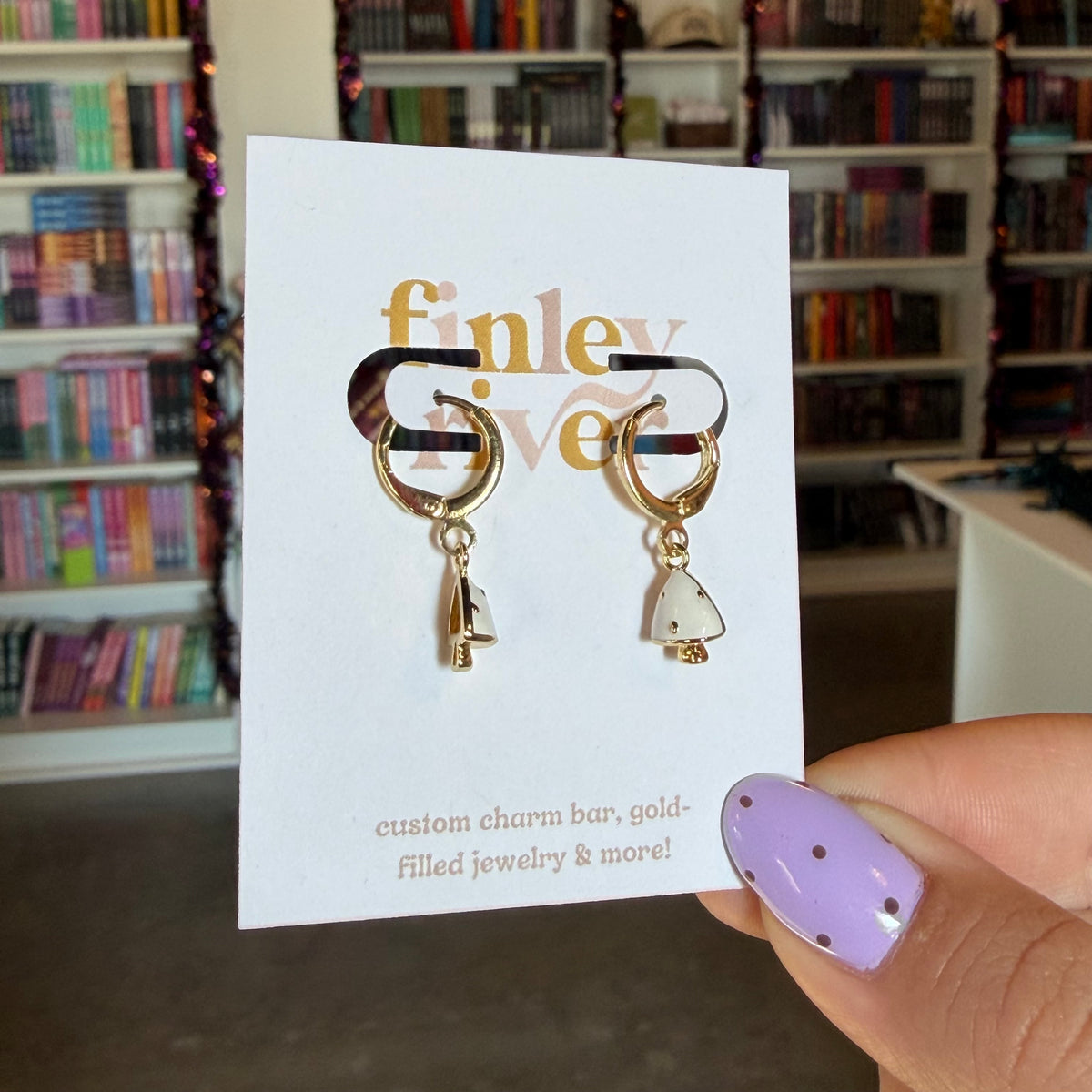 Mini Mushrooms Huggies Earrings